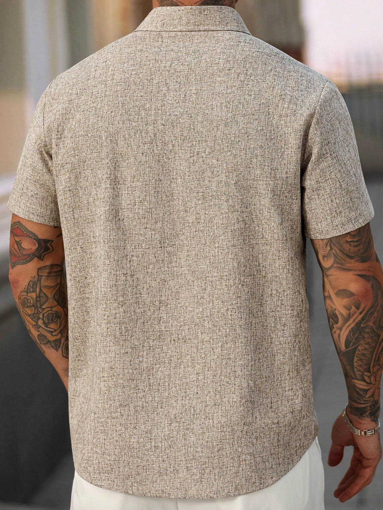 Camisa Masculina De Botão Estampa Texturizada Corte Slim Camisa Masculina De Botão Estampa Texturizada Corte Slim