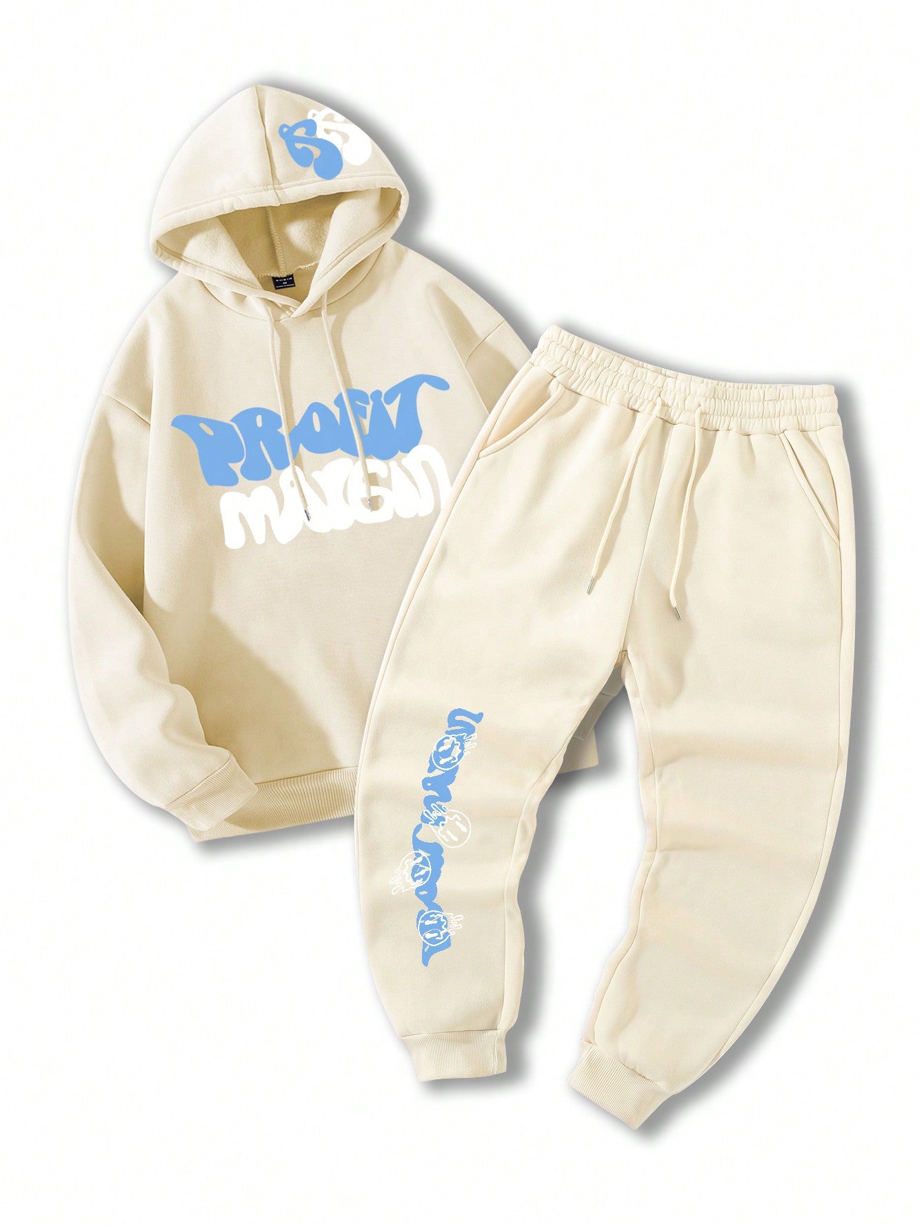 Conjunto Masculino Moletom Estampa Lettering E Calça Jogger Cós Ajustável Conjunto Masculino Moletom Estampa Lettering