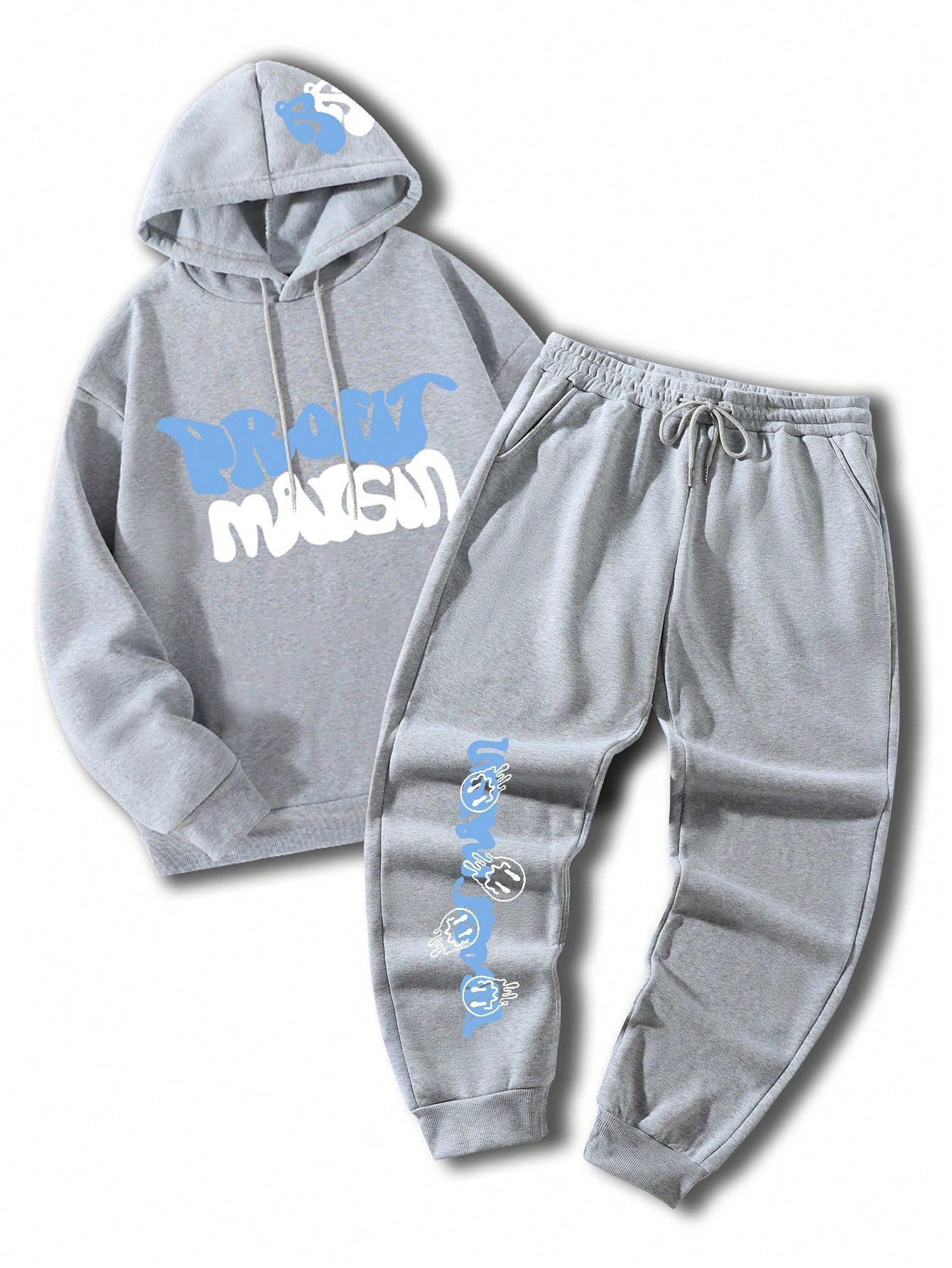 Conjunto Masculino Moletom Estampa Lettering E Calça Jogger Cós Ajustável Conjunto Masculino Moletom Estampa Lettering