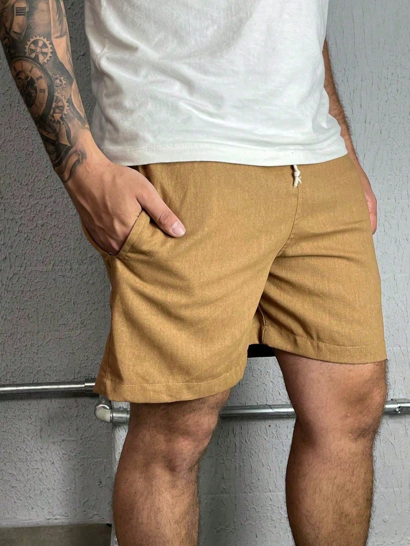 Shorts Masculino Mauricinho Casual Com Cós Elástico E Tecido Shorts Masculino Mauricinho Casual Com Cós Elástico E