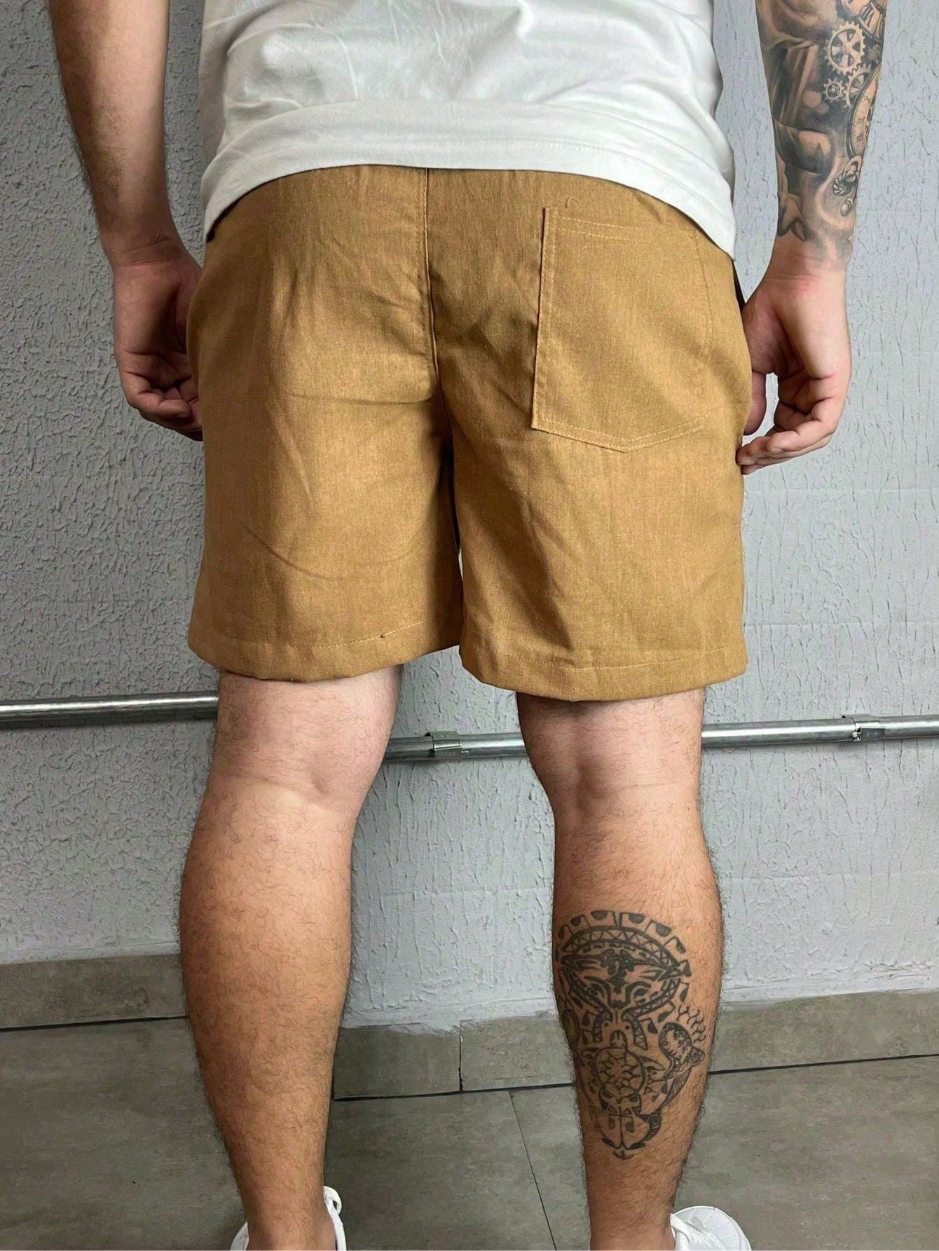 Shorts Masculino Mauricinho Casual Com Cós Elástico E Tecido Shorts Masculino Mauricinho Casual Com Cós Elástico E