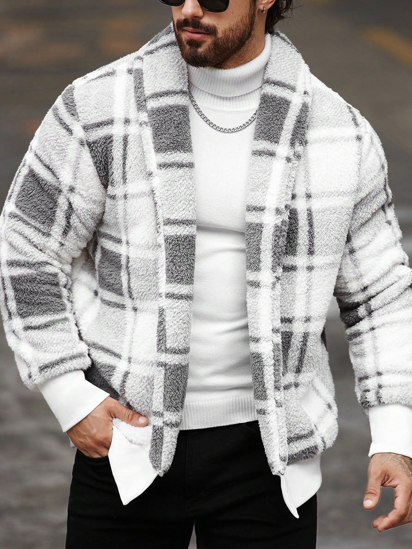 Jaqueta Masculina Casual Estilo Minimalista Xadrez Jaqueta Masculina Casual Estilo Minimalista Xadrez