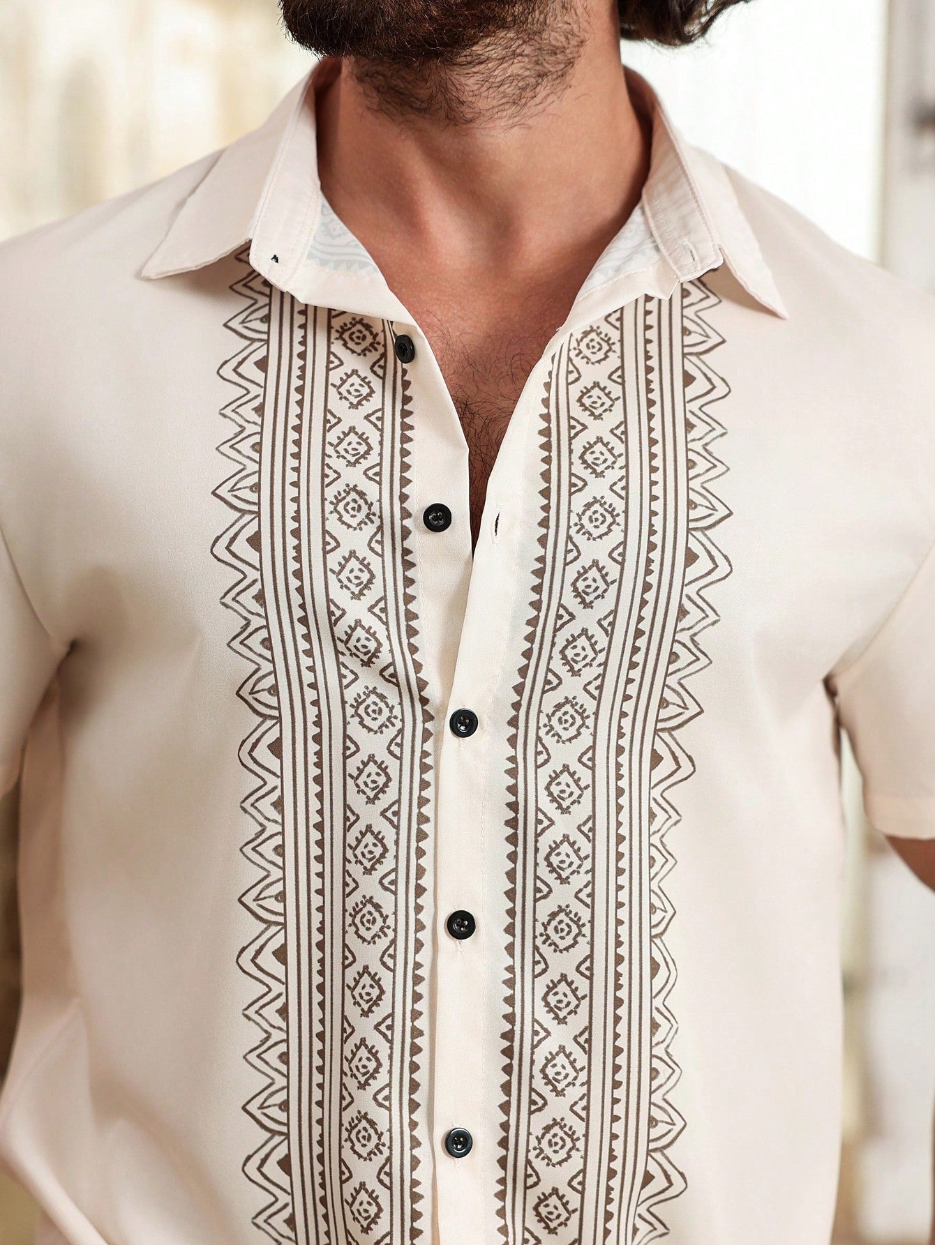Camisa Masculina De Botão Bordado Étnico Estilo Refinado Camisa Masculina De Botão Bordado Étnico Estilo Refinado
