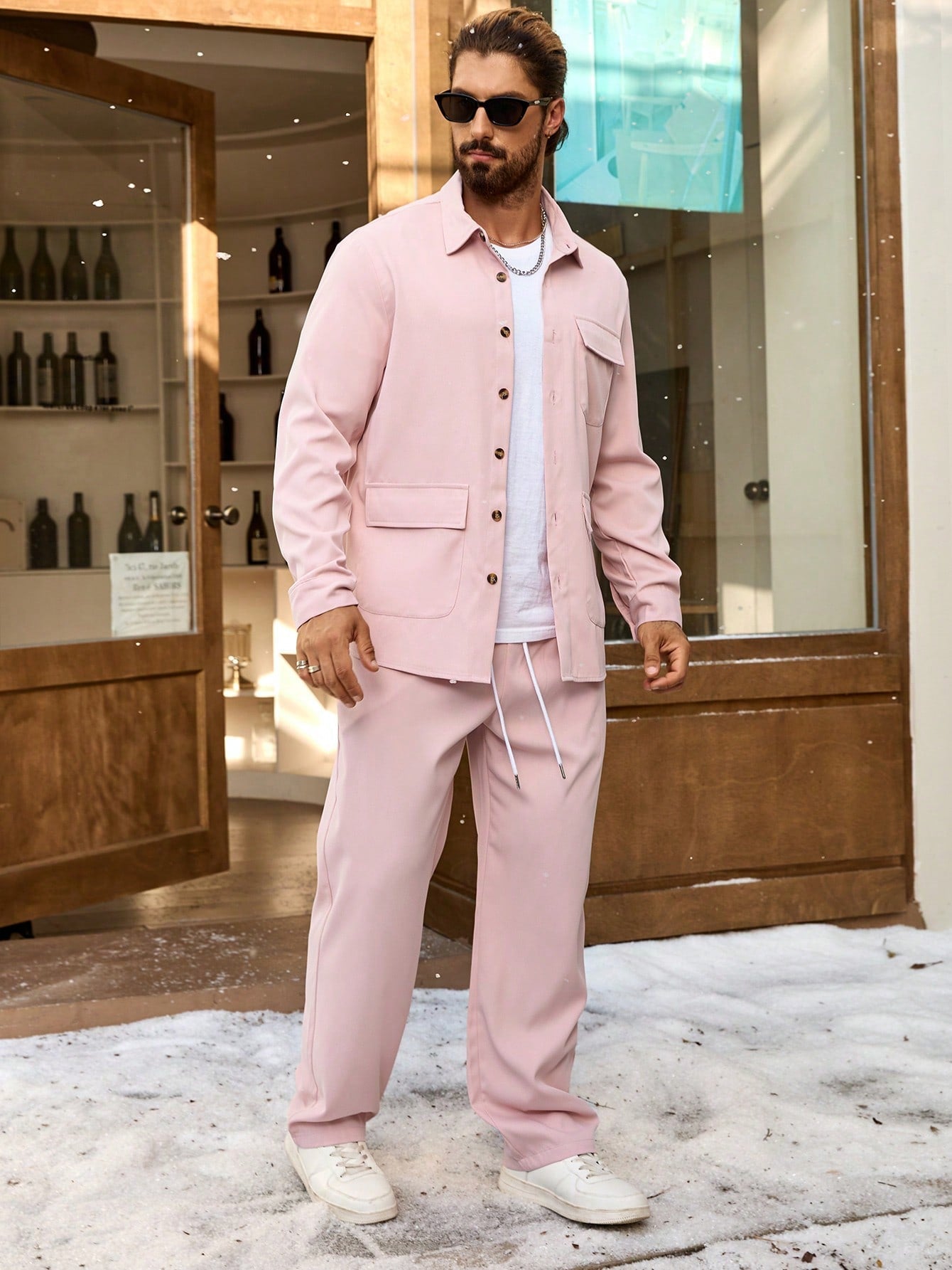 Conjunto Masculino Camisa Com Bolsos E Calça Moderna Casual Conjunto Masculino Camisa Com Bolsos E Calça Moderna Casual