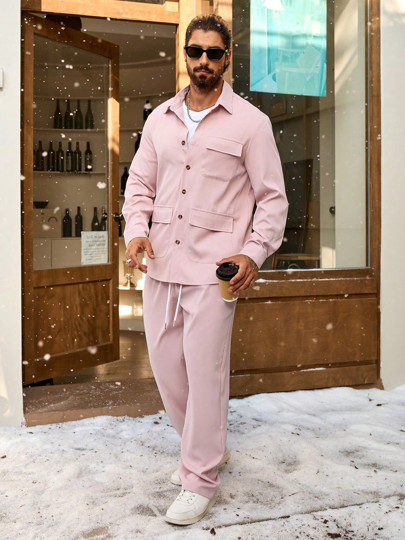 Conjunto Masculino Camisa Com Bolsos E Calça Moderna Casual Conjunto Masculino Camisa Com Bolsos E Calça Moderna Casual