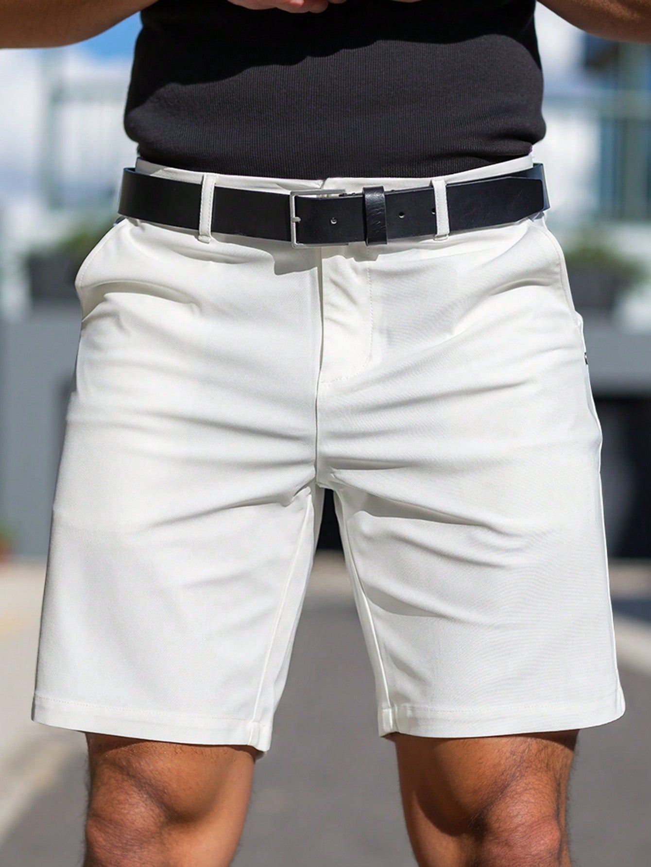 Shorts Masculino Slim Casual Com Design Clean E Ajustado Branco / PP Shorts Masculino Slim Casual Com Design Clean E