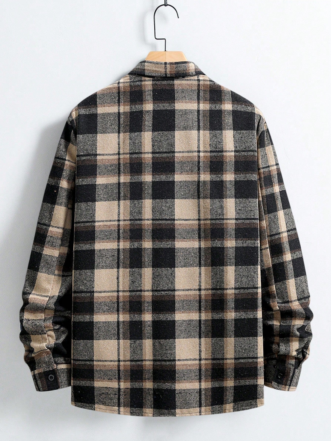 Moletom Masculino Xadrez Estilo Shacket Com Bolsos Utilitários Moletom Masculino Xadrez Estilo Shacket Com Bolsos