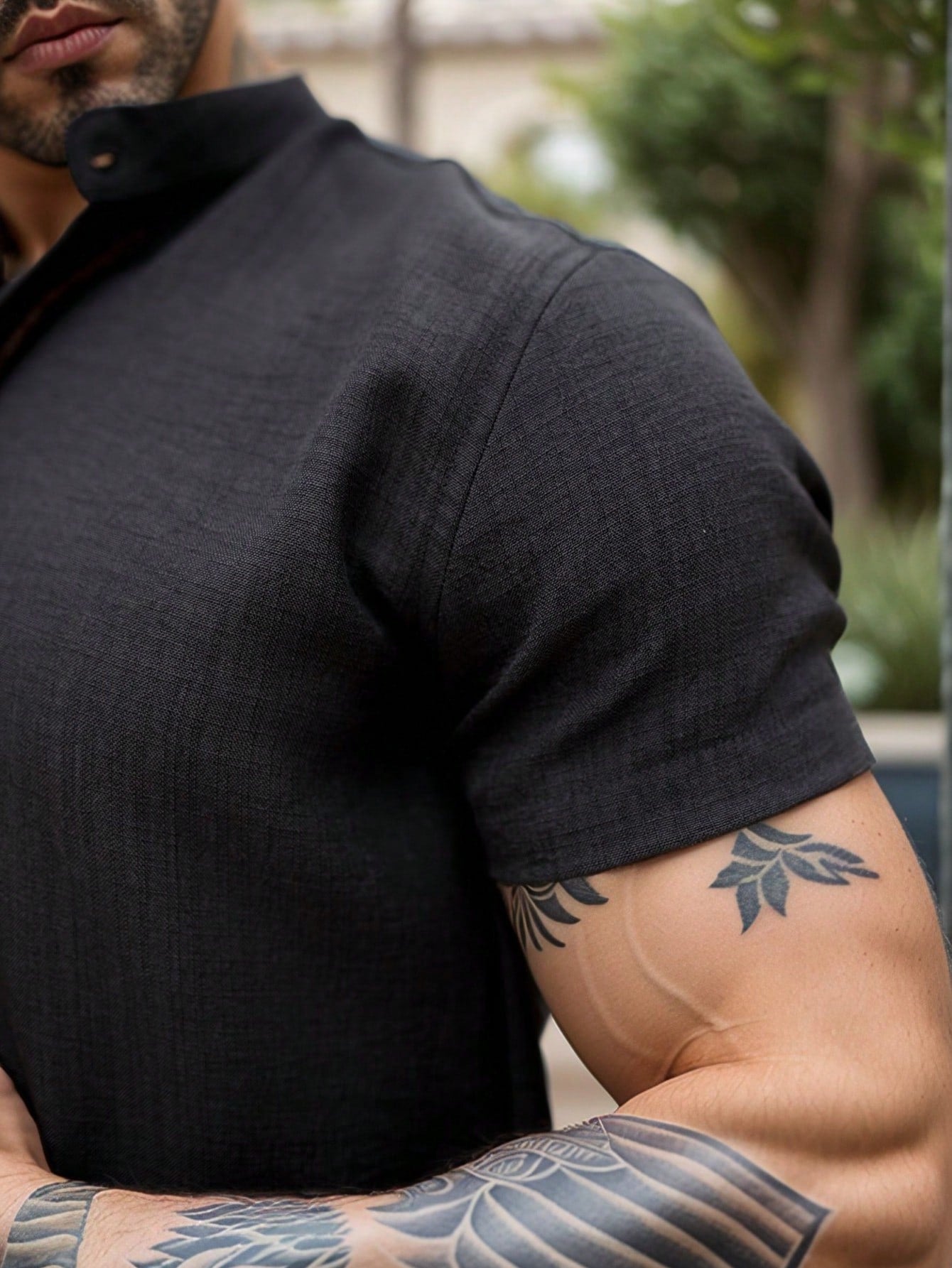 Camisa Masculina Gola Padre Slim Caimento Impecável Camisa Masculina Gola Padre Slim Caimento Impecável