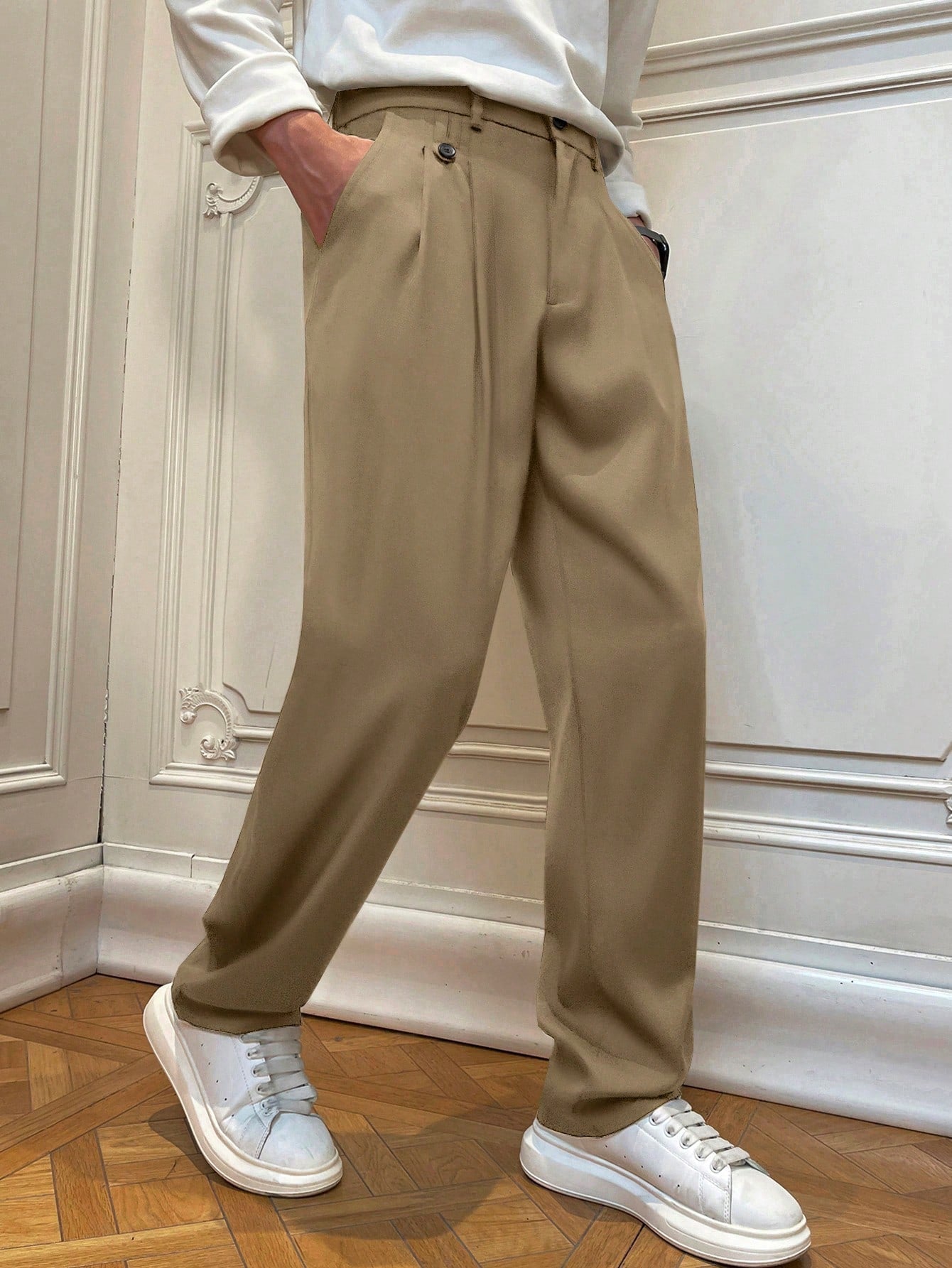 Calça Masculina Social Prega Frontal Com Corte Reto Elegante Calça Masculina Social Prega Frontal Com Corte Reto