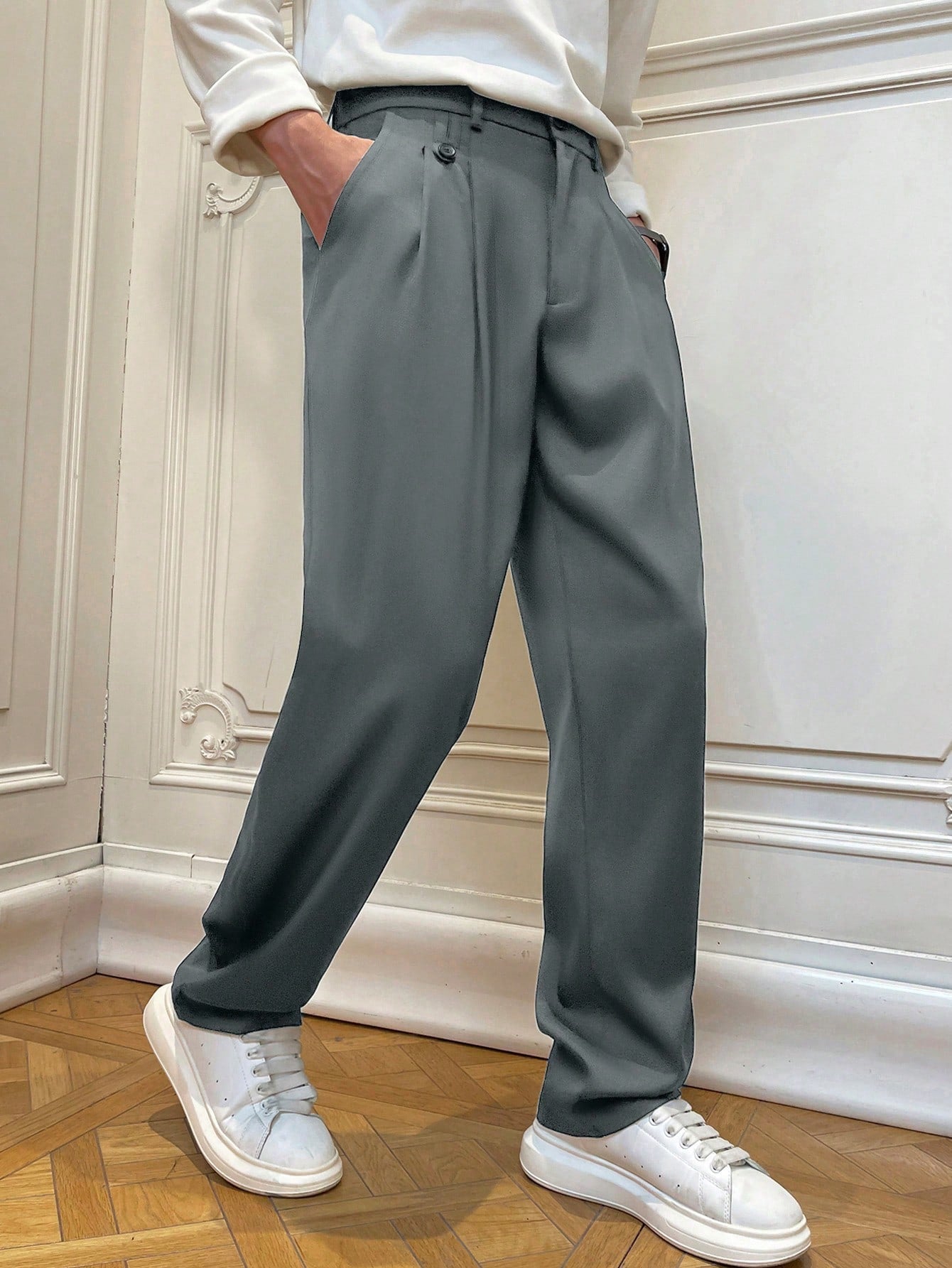 Calça Masculina Social Prega Frontal Com Corte Reto Elegante Calça Masculina Social Prega Frontal Com Corte Reto