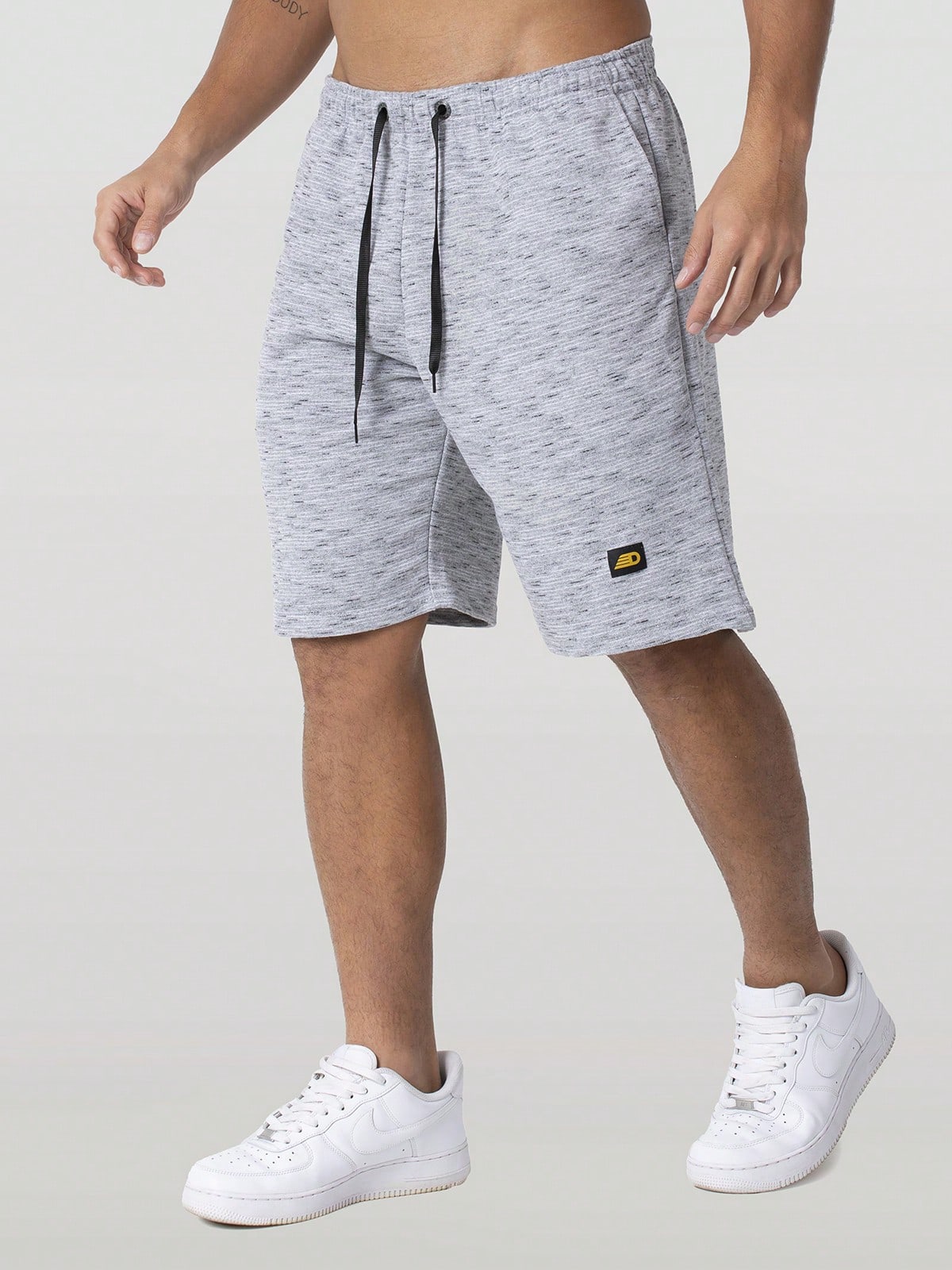 Bermuda Masculina Moletom Mesclado Com Estilo Casual Cinza / PP Bermuda Masculina Conforto Total Em Moletom Básico