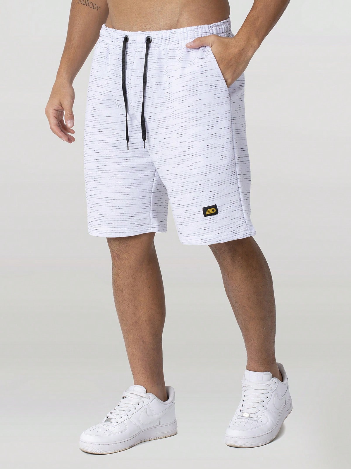 Bermuda Masculina Moletom Mesclado Com Estilo Casual Branco / PP Bermuda Masculina Conforto Total Em Moletom Básico