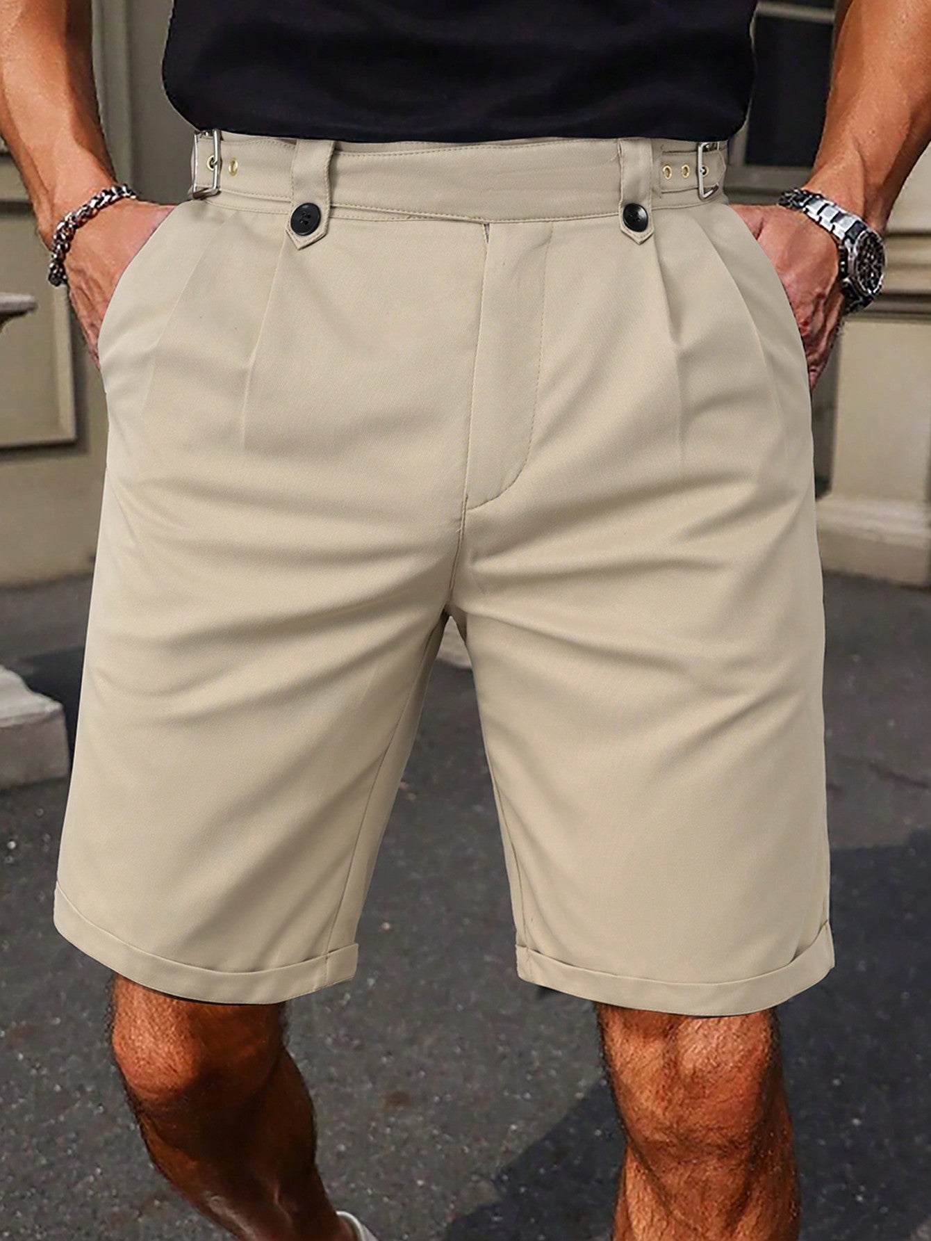 Bermuda Masculina Alfaiatada Com Regulagem Lateral Bermuda Masculina Alfaiatada Com Regulagem Lateral