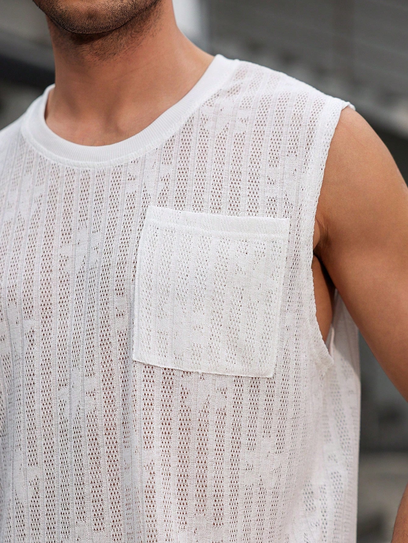 Camiseta Regata Masculina Casual Bolso Gola Careca Camiseta Regata Masculina Casual Bolso Gola Careca