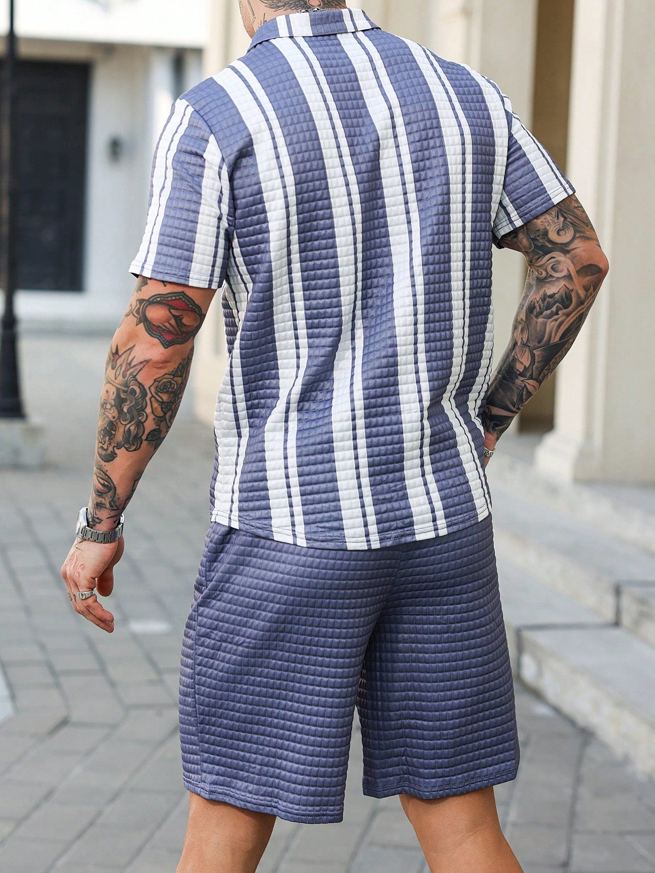 Conjunto Masculino Polo Manga Curta Com Zíper E Shorts Casuais Conjunto Masculino Polo Manga Curta Com Zíper E Shorts