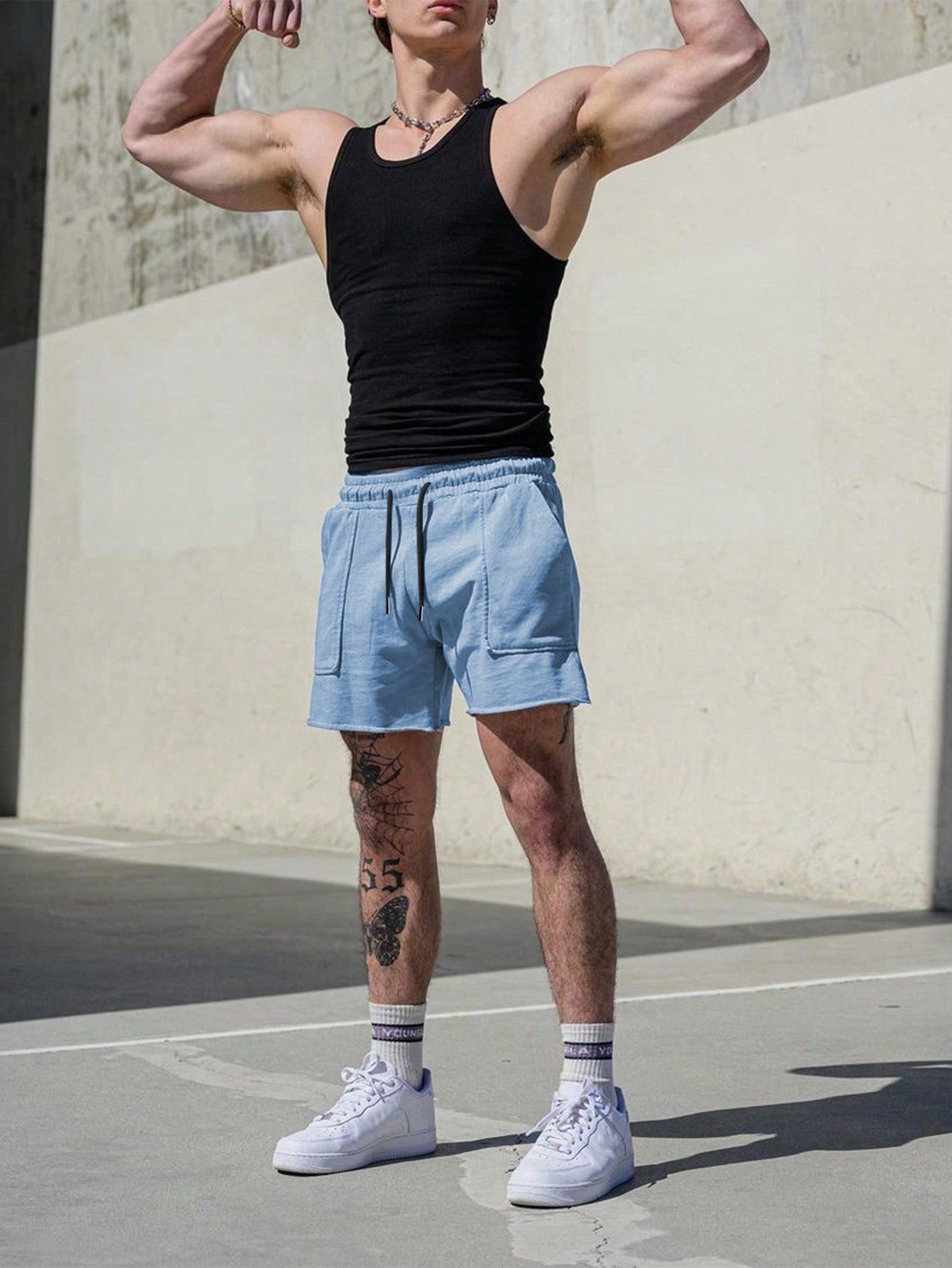 Shorts Masculino Casual Com Cós Elástico E Bolsos Funcionais Shorts Masculino Casual Com Cós Elástico E Bolsos