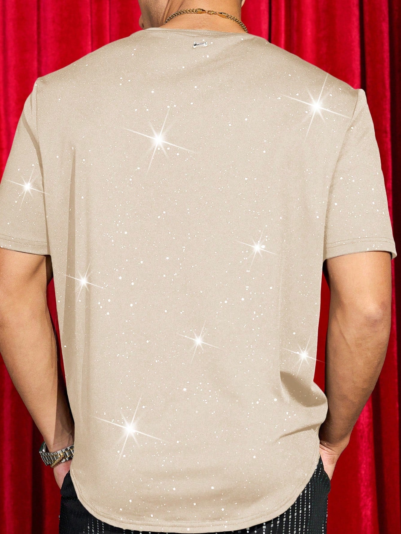 Camiseta Masculina Slim Estampa De Estrelas Brilho Camiseta Masculina Slim Estampa De Estrelas Brilho