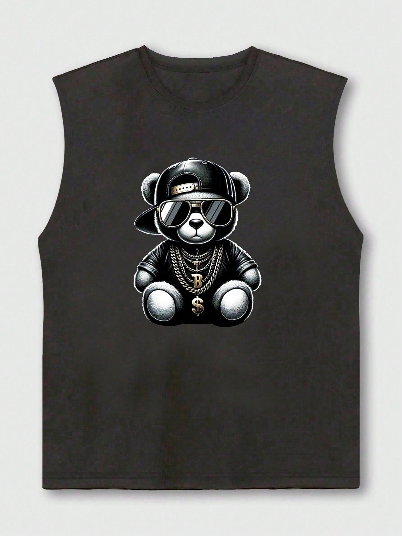 Camiseta Regata Masculina Estampa De Urso Gola Redonda Camiseta Regata Masculina Estampa De Urso Gola Redonda