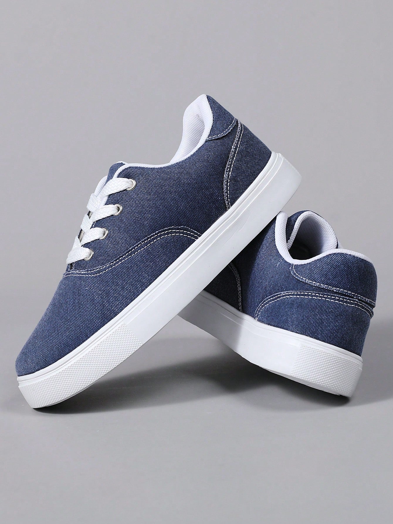 Tênis Masculino Casual Street Cadarço Tecido Jeans Confortável Tênis Masculino Casual Street Cadarço Tecido Jeans