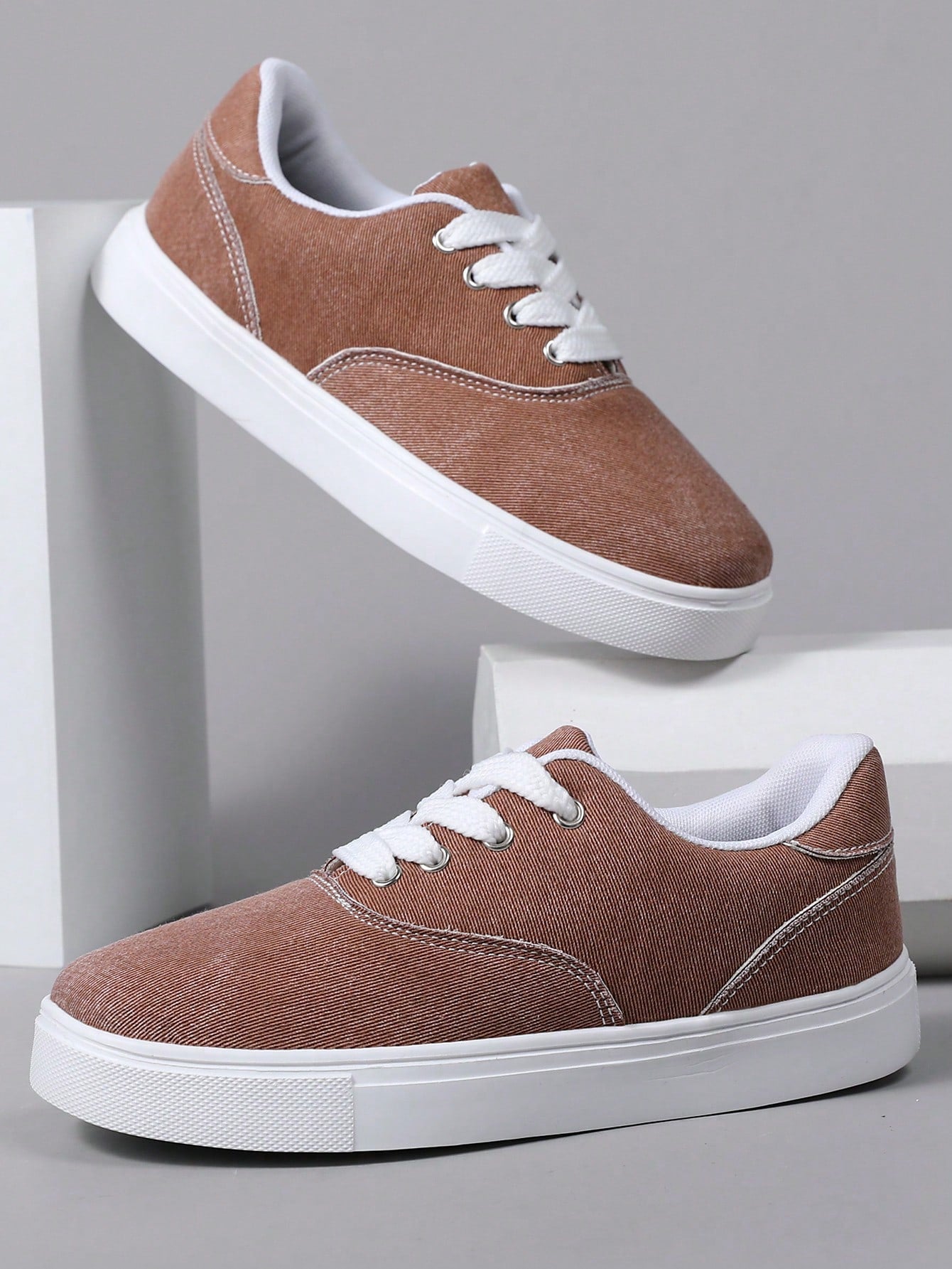 Tênis Masculino Casual Street Cadarço Tecido Jeans Confortável Tênis Masculino Casual Street Cadarço Tecido Jeans