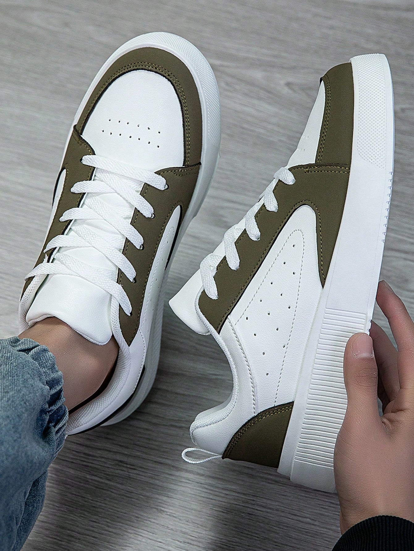 Tênis Masculino Skate Casual Cadarço Estilo Street Solado Seguro Verde Militar / 36 Tênis Masculino Skate Casual