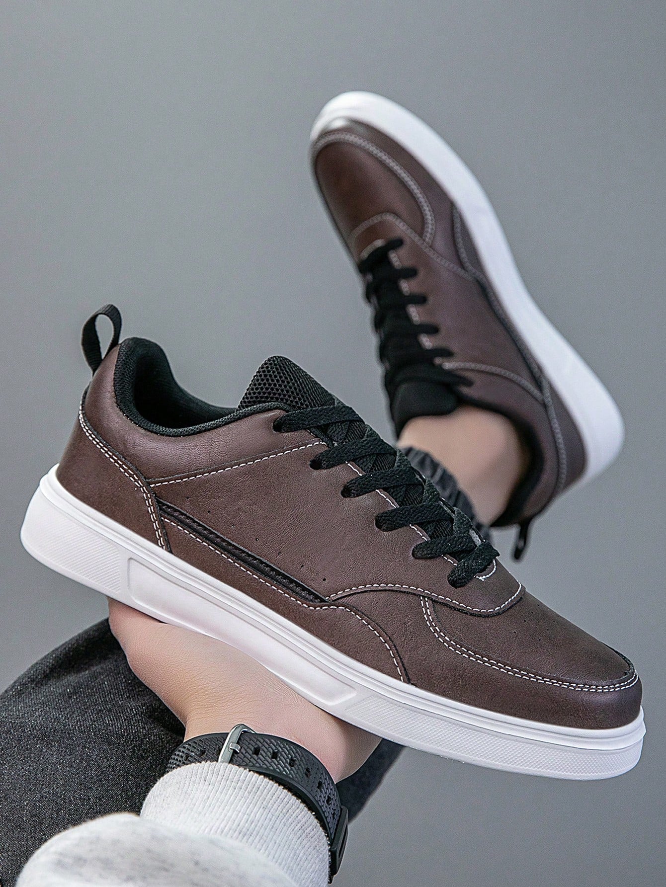 Tênis Masculino Street Skate Cadarço Solado Antiderrapante Durável Marrom / 36 Tênis Masculino Street Skate Cadarço