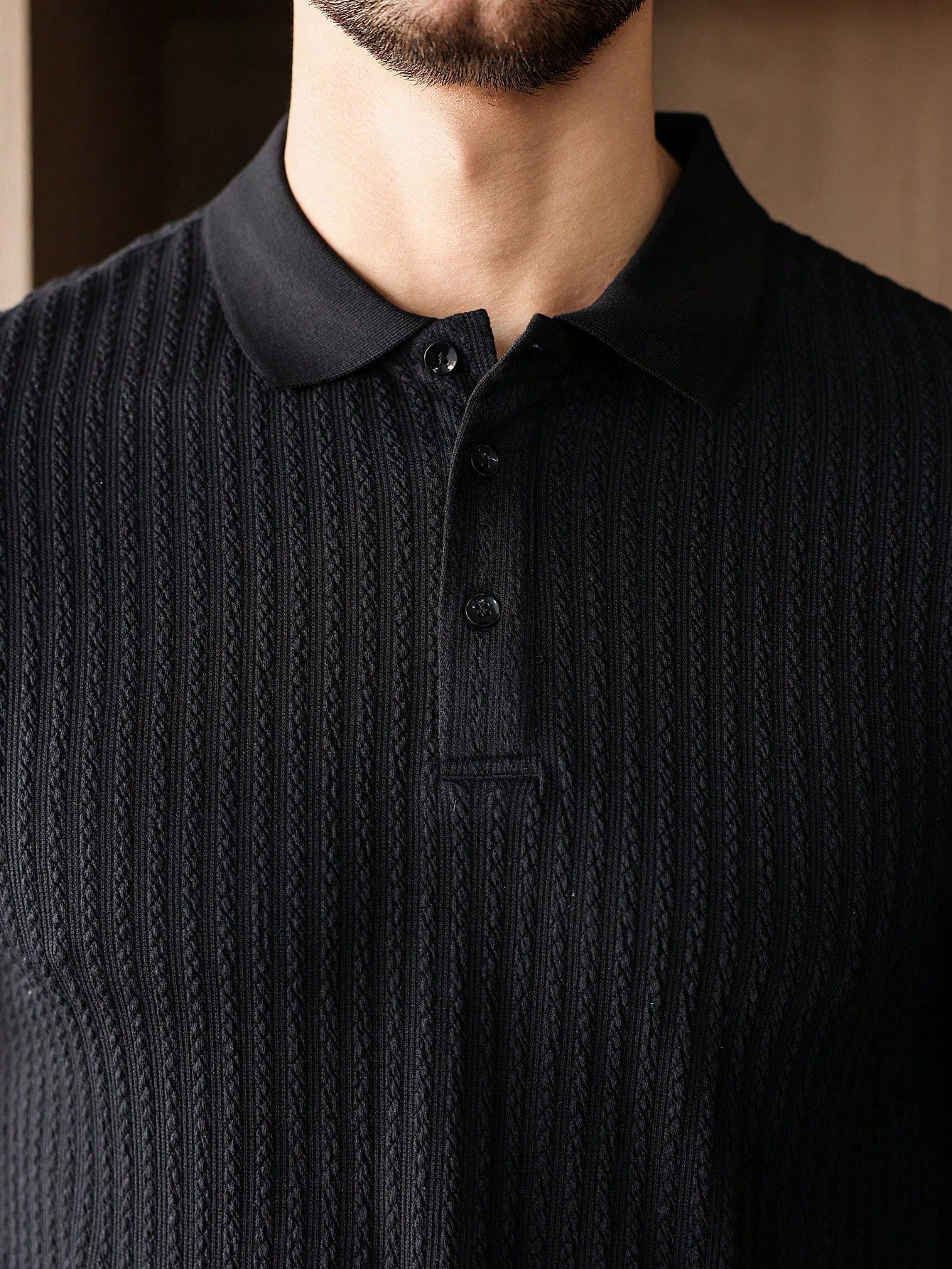 Camisa Polo Masculina Casual Textura Diferenciada Manga Curta Camisa Polo Masculina Casual Textura Diferenciada Manga