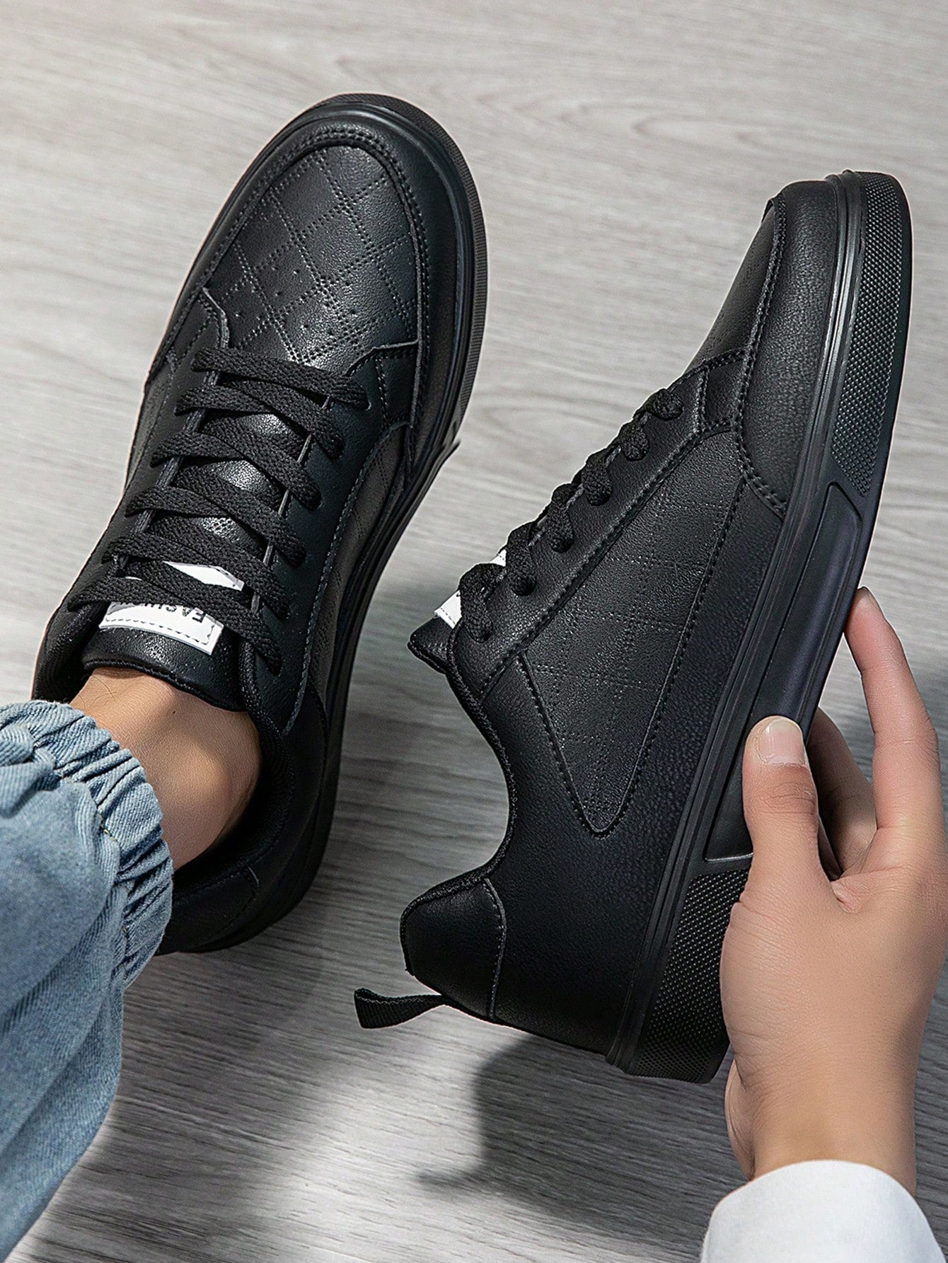 Tênis Masculino Skate Casual Cadarço Design Street Solado Seguro Preto / 36 Tênis Masculino Skate Casual Cadarço Design