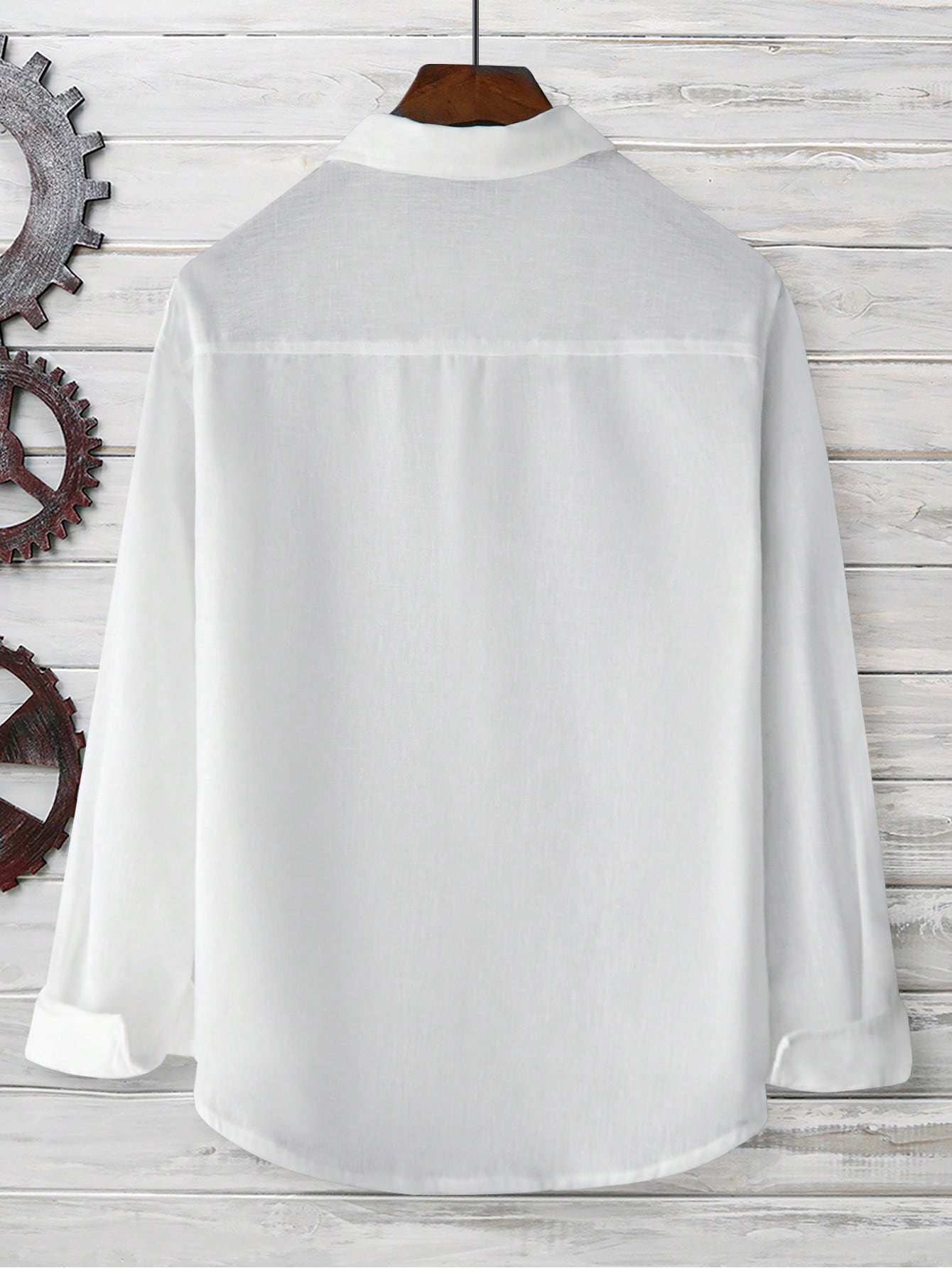 Camisa Masculina De Botão Manga Longa Caimento Relaxado Camisa Masculina De Botão Manga Longa Caimento Relaxado