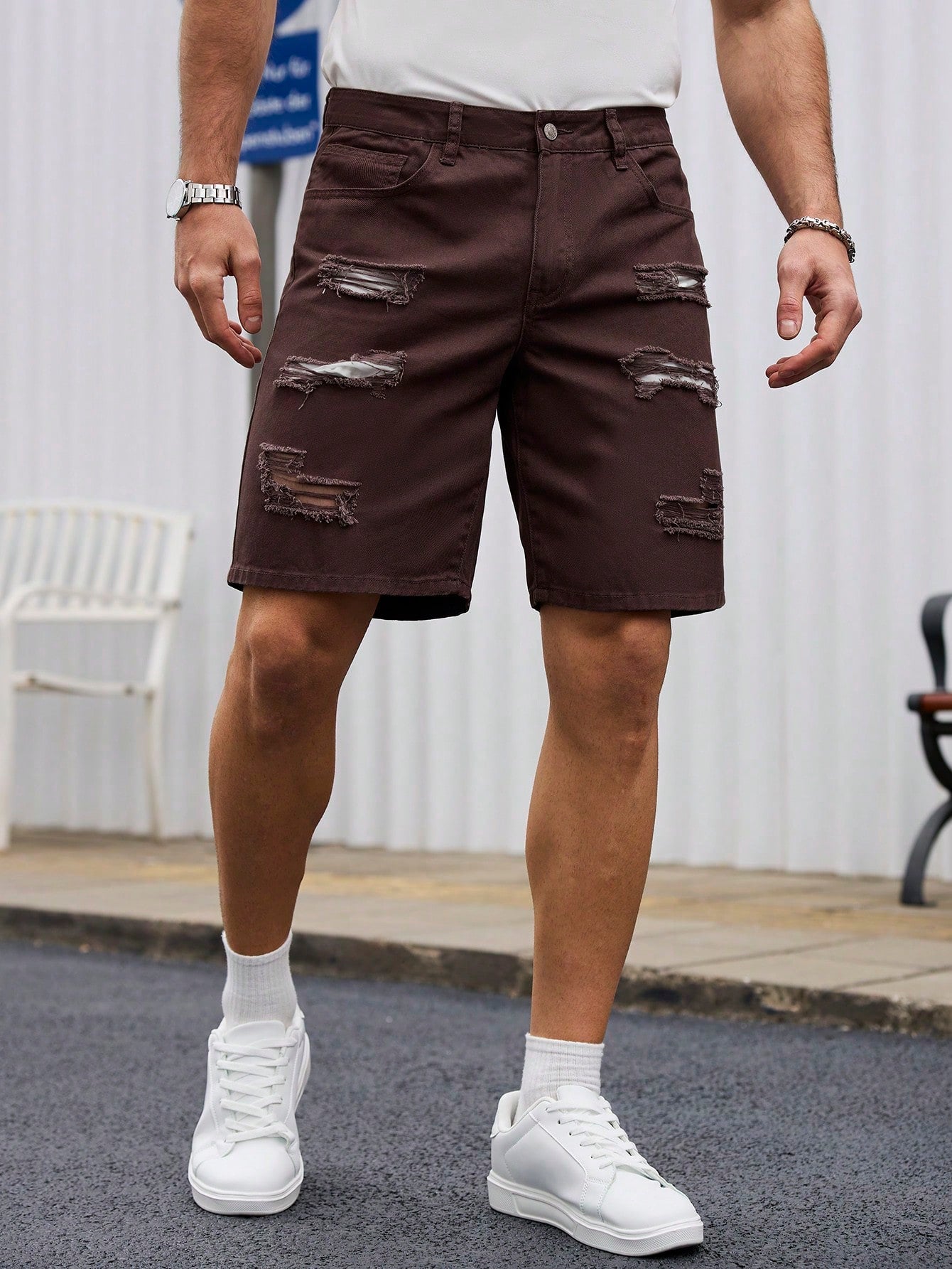 Bermuda Masculina Jeans Destroyed Estilo Urbano Despojado Bermuda Masculina Jeans Destroyed Estilo Urbano Despojado