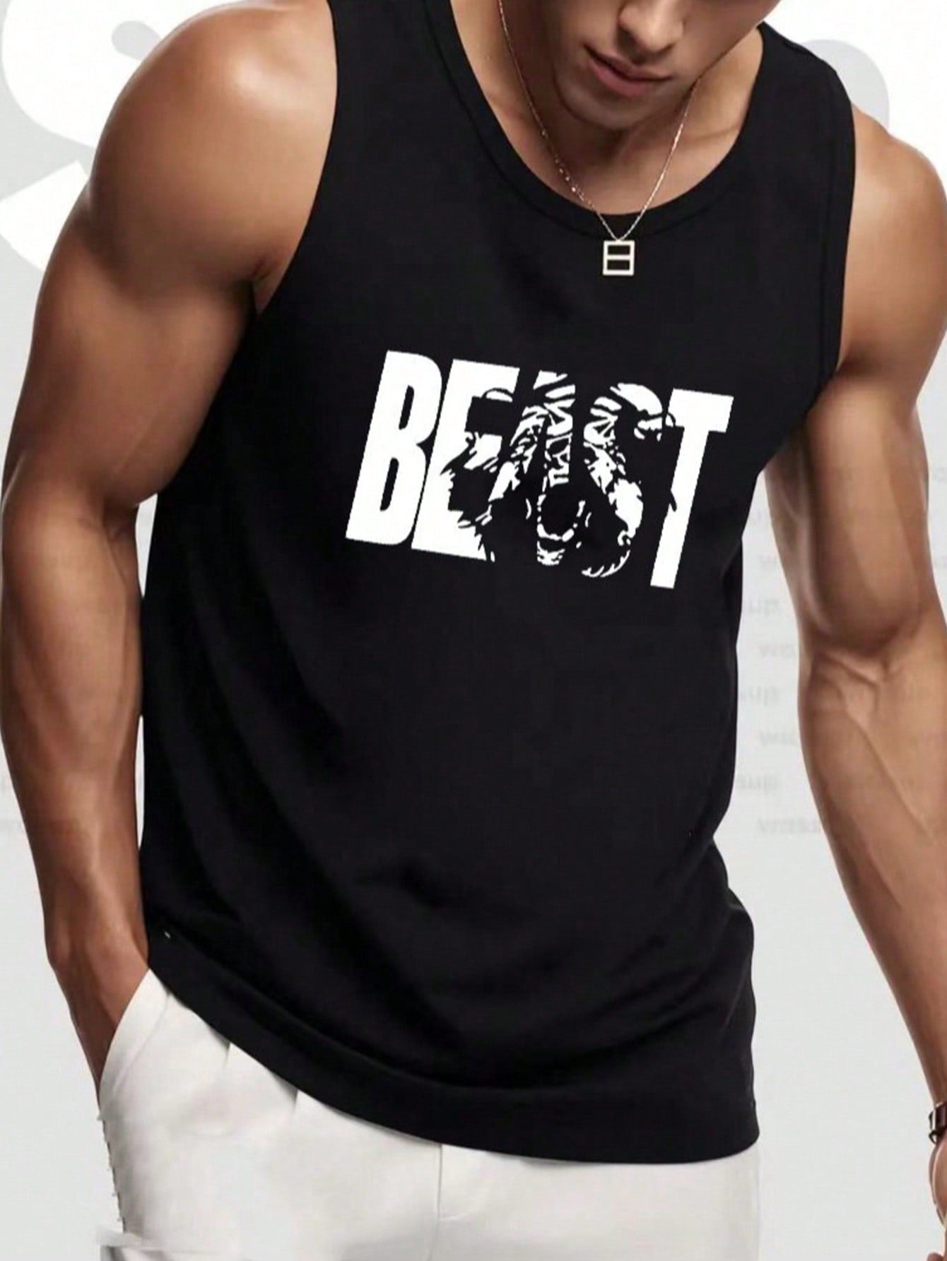 Camiseta Regata Masculina Fitness Estampa De Beasts Preto / PP Camiseta Regata Masculina Fitness Estampa De Beasts