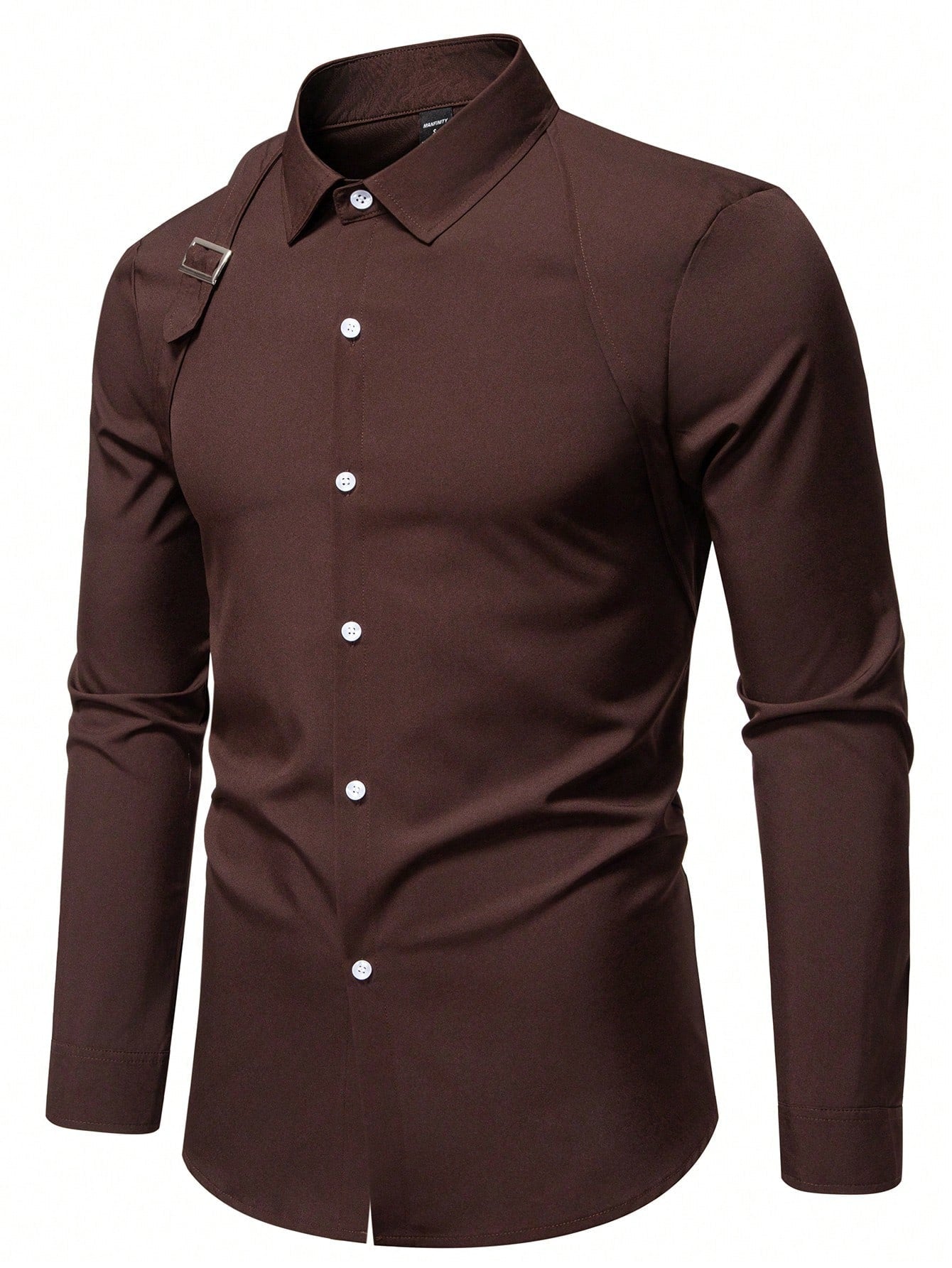 Camisa Masculina De Botão Slim Fivela Decorativa Estilo Único Camisa Masculina De Botão Slim Fivela Decorativa Estilo