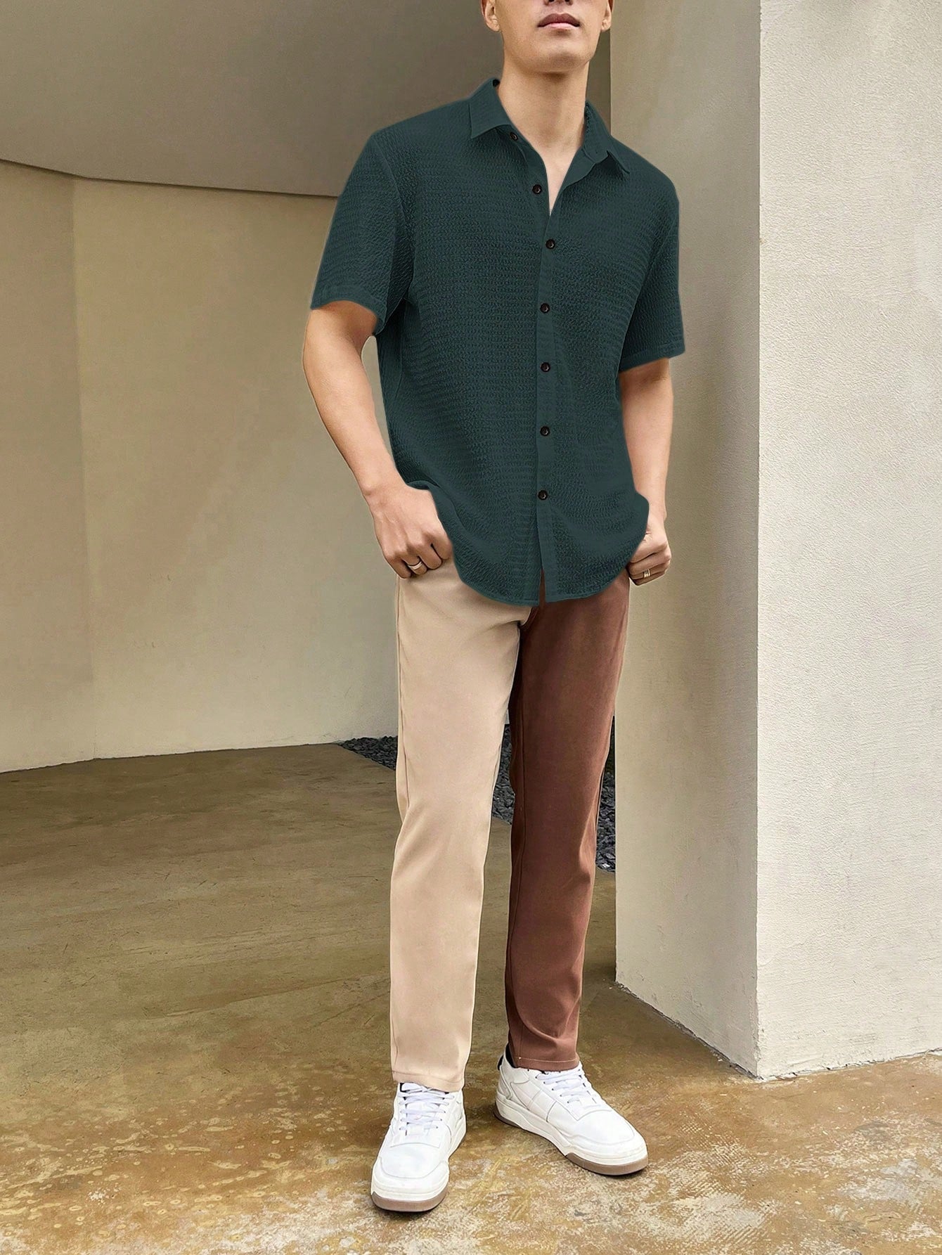 Camisa Masculina De Botão Tecido Elástico Textura Suave Camisa Masculina De Botão Tecido Elástico Textura Suave