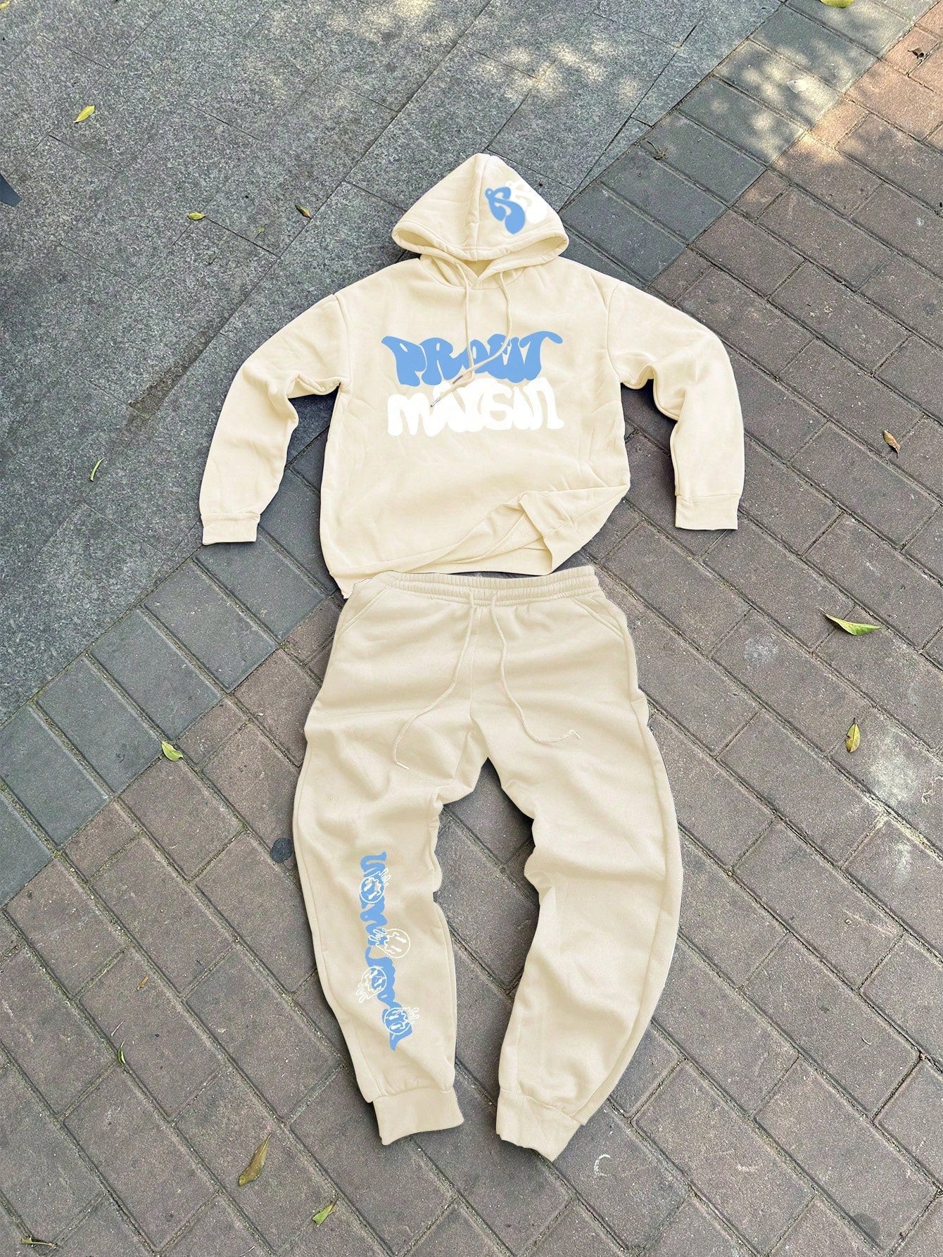 Conjunto Masculino Moletom Estampa Lettering E Calça Jogger Cós Ajustável Damasco / PP Conjunto Masculino Moletom