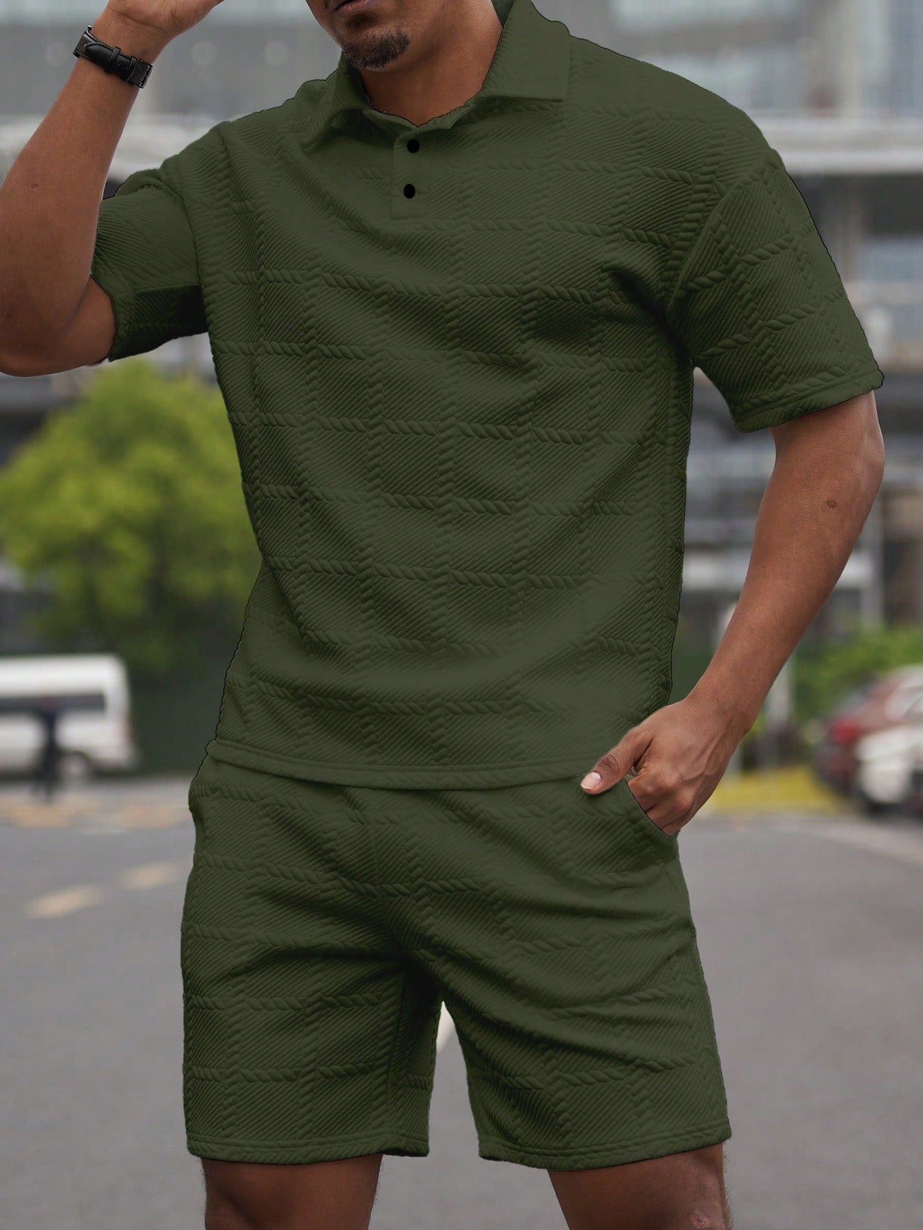 Conjunto Masculino Polo Manga Curta E Shorts Estilo Casual Conjunto Masculino Polo Manga Curta E Shorts Estilo Casual