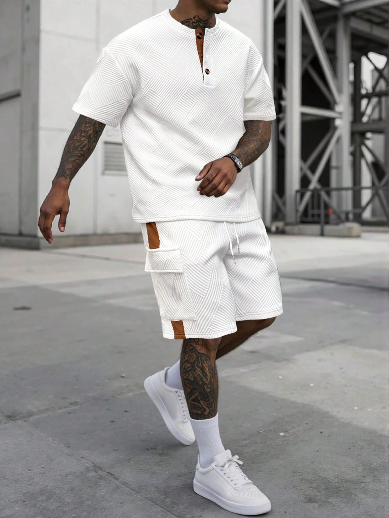 Conjunto Masculino Camiseta Manga Curta E Shorts Confortáveis Branco / PP Conjunto Masculino Camiseta Manga Curta E