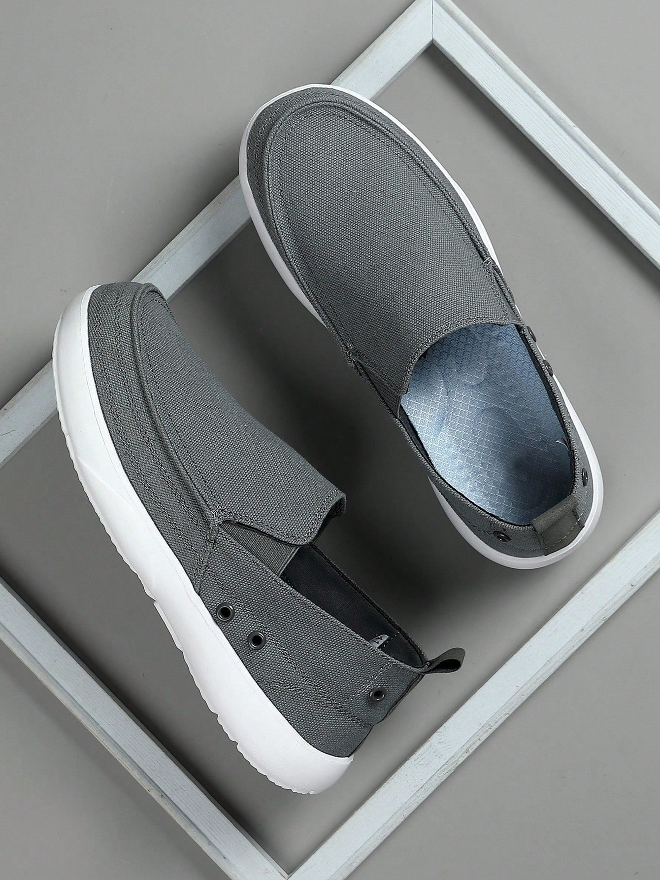 Tênis Masculino Casual Slip On Tecido Respirável Solado Leve Cinza Claro / 36 Tênis Masculino Casual Slip On Tecido