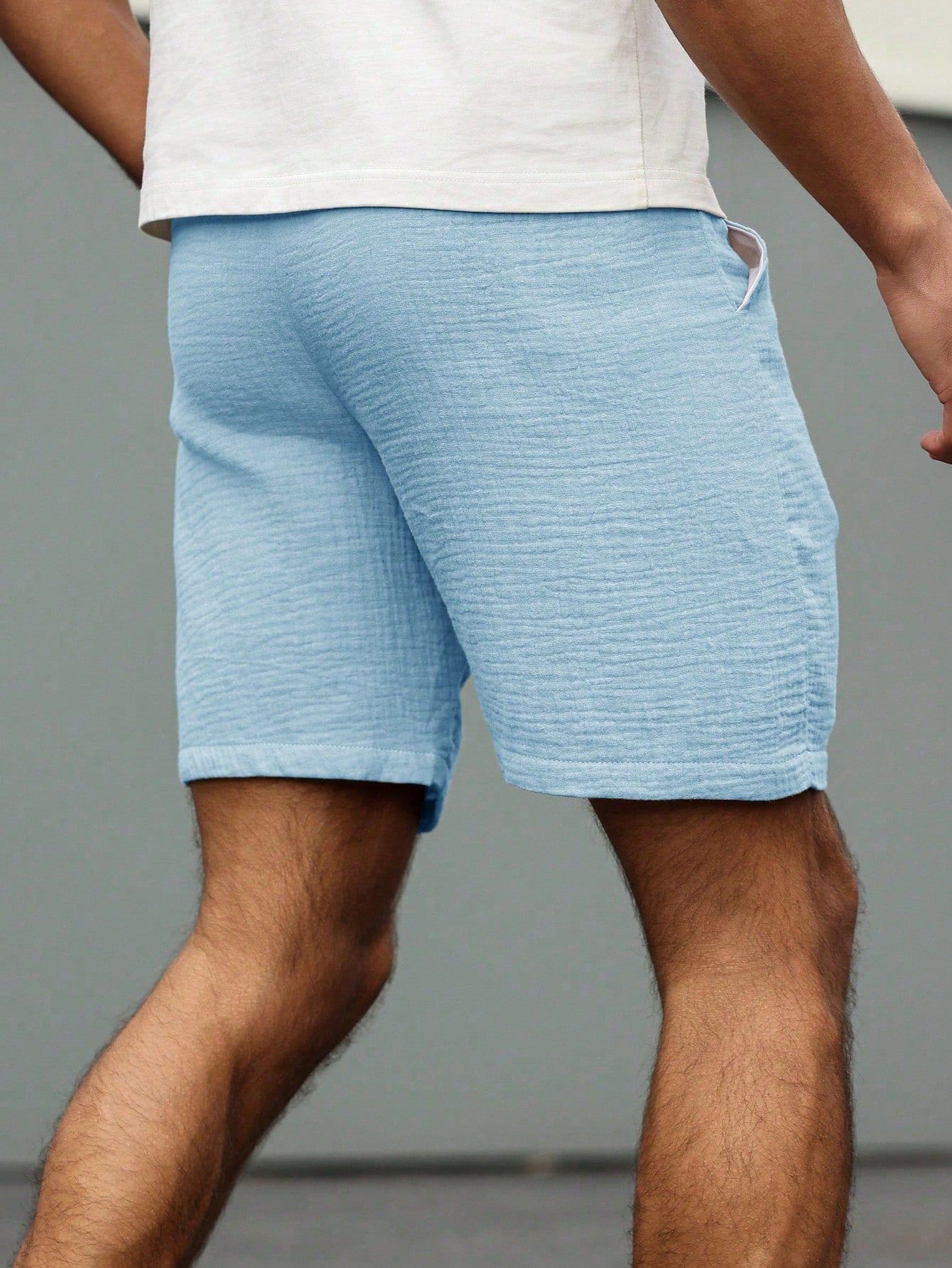 Shorts Masculino Casual Com Tecido Texturizado E Cós Ajustável Shorts Masculino Casual Com Tecido Texturizado E Cós