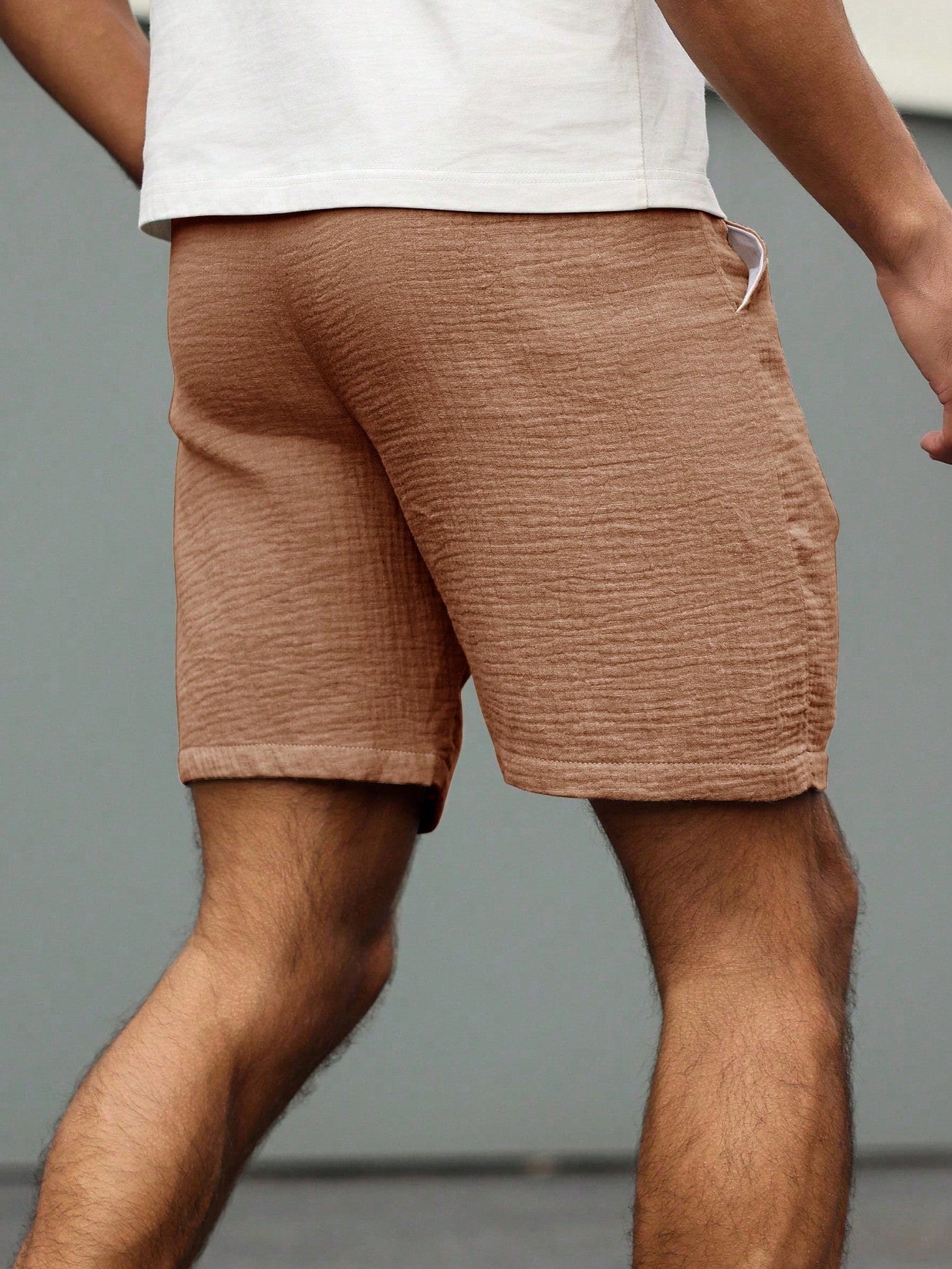 Shorts Masculino Casual Com Tecido Texturizado E Cós Ajustável Shorts Masculino Casual Com Tecido Texturizado E Cós