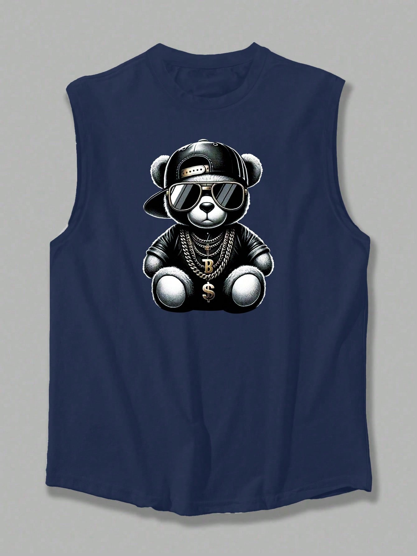 Camiseta Regata Masculina Estampa De Urso Gola Redonda Camiseta Regata Masculina Estampa De Urso Gola Redonda