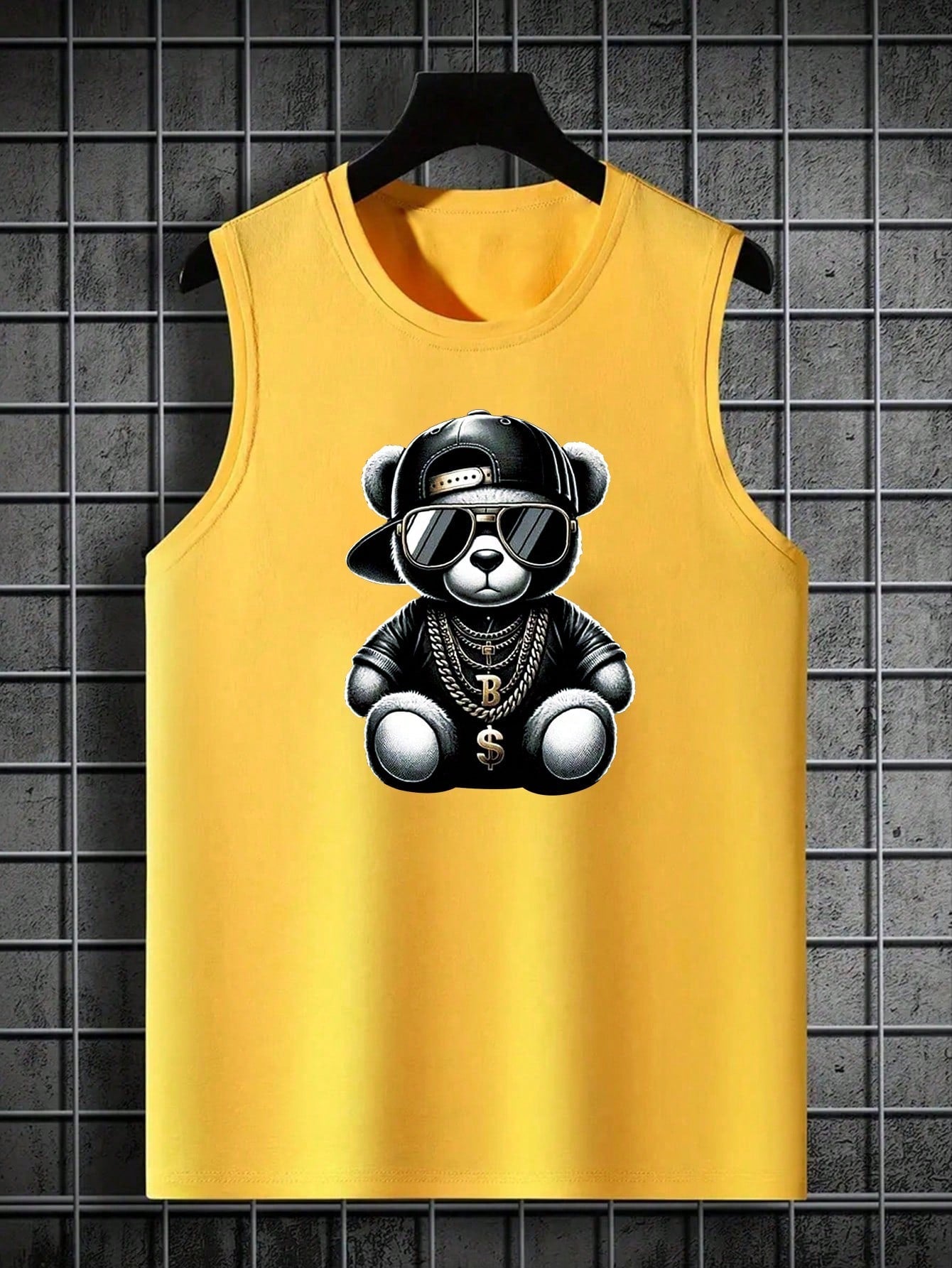 Camiseta Regata Masculina Estampa De Urso Gola Redonda Camiseta Regata Masculina Estampa De Urso Gola Redonda