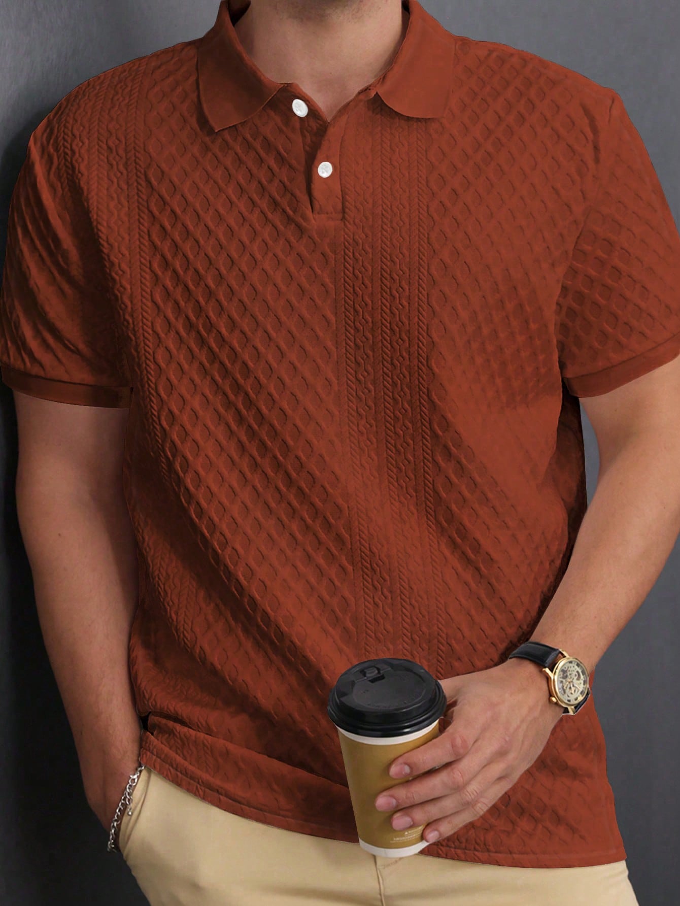 Camisa Polo Masculina Estilo Tricot Acabamento Refinado Camisa Polo Masculina Estilo Tricot Acabamento Refinado