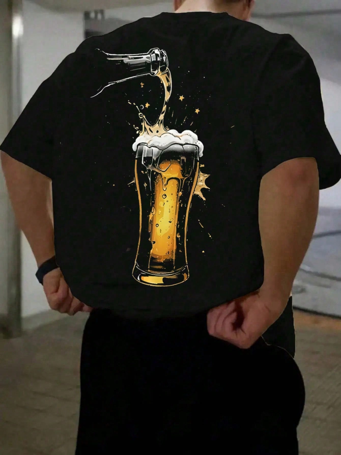 Camiseta Masculina Estampa De Cerveja Estilo Urbano Preto / PP Camiseta Masculina Estampa De Cerveja Estilo Urbano