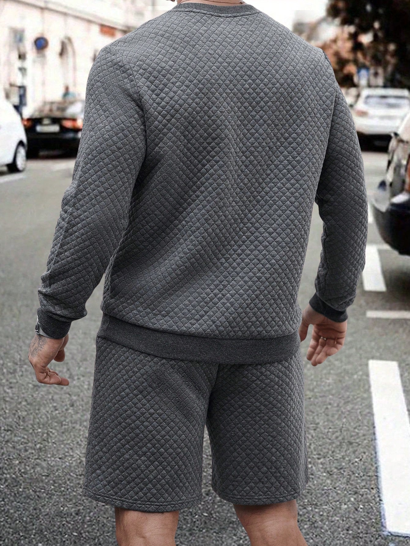 Conjunto Masculino Conjunto Texturizado Com Blusa E Shorts Casuais Conjunto Masculino Conjunto Texturizado Com Blusa E