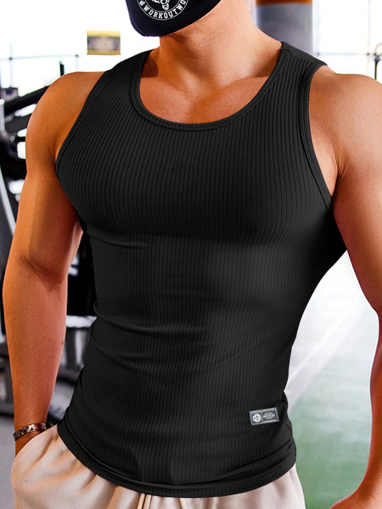 Camiseta Regata Masculina Casual Versátil Design Simples Preto / PP Camiseta Regata Masculina Casual Versátil Design