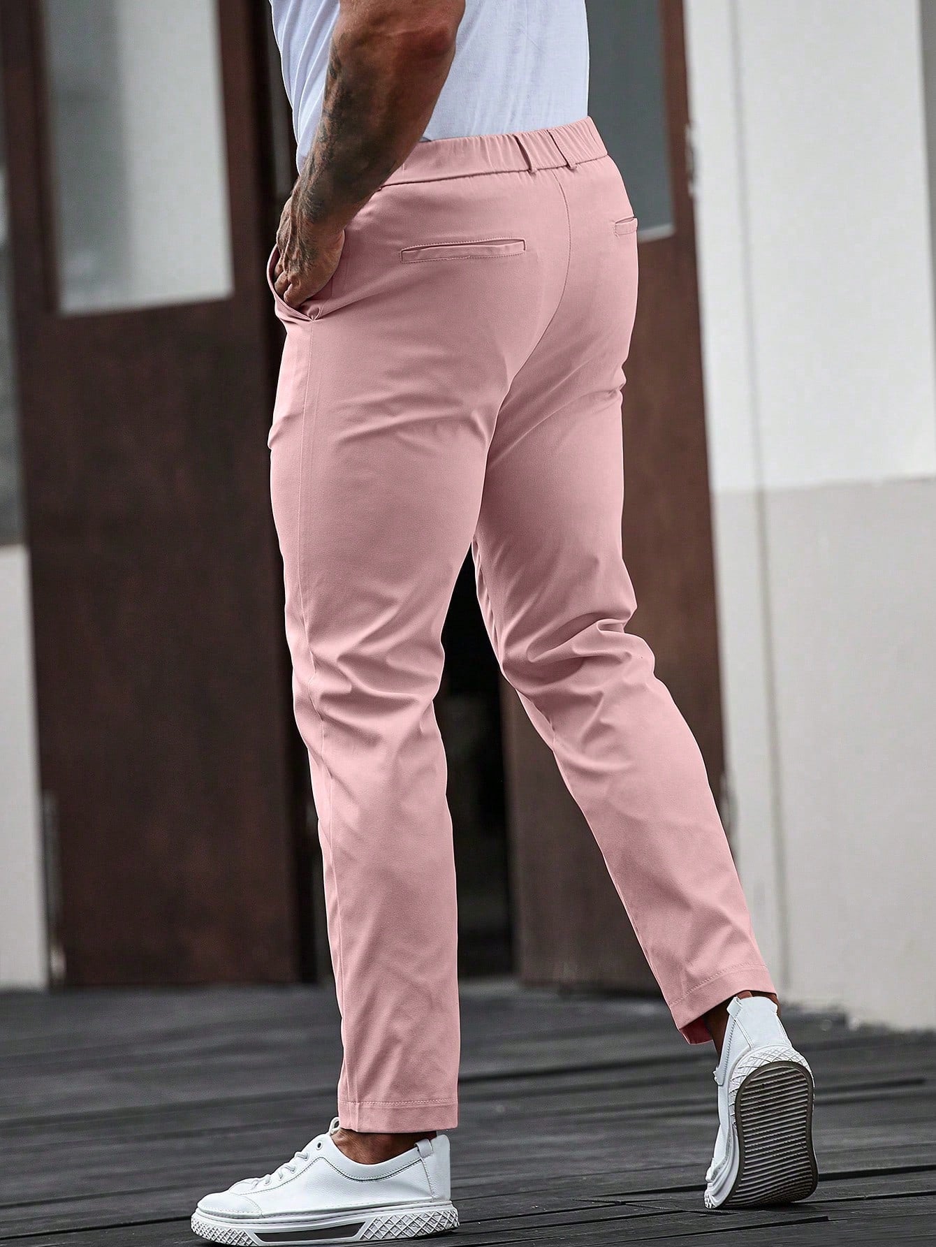 Calça Masculina Social Slim Fit Tecido Stretch E Cintura Tradicional Calça Masculina Social Slim Fit Tecido Stretch E