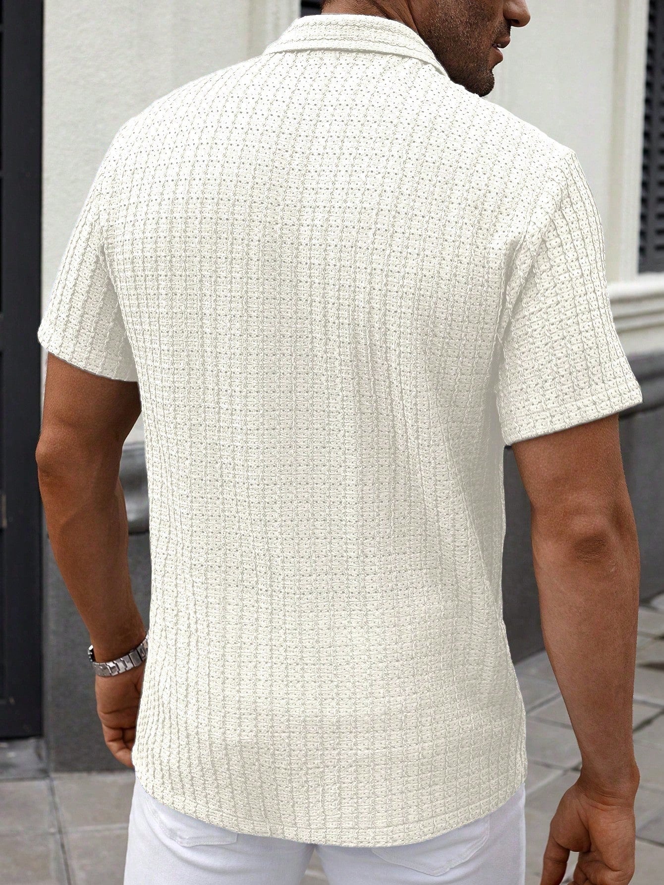 Camisa Masculina De Botão Tecido Trabalhado Visual Moderno Camisa Masculina De Botão Tecido Trabalhado Visual Moderno