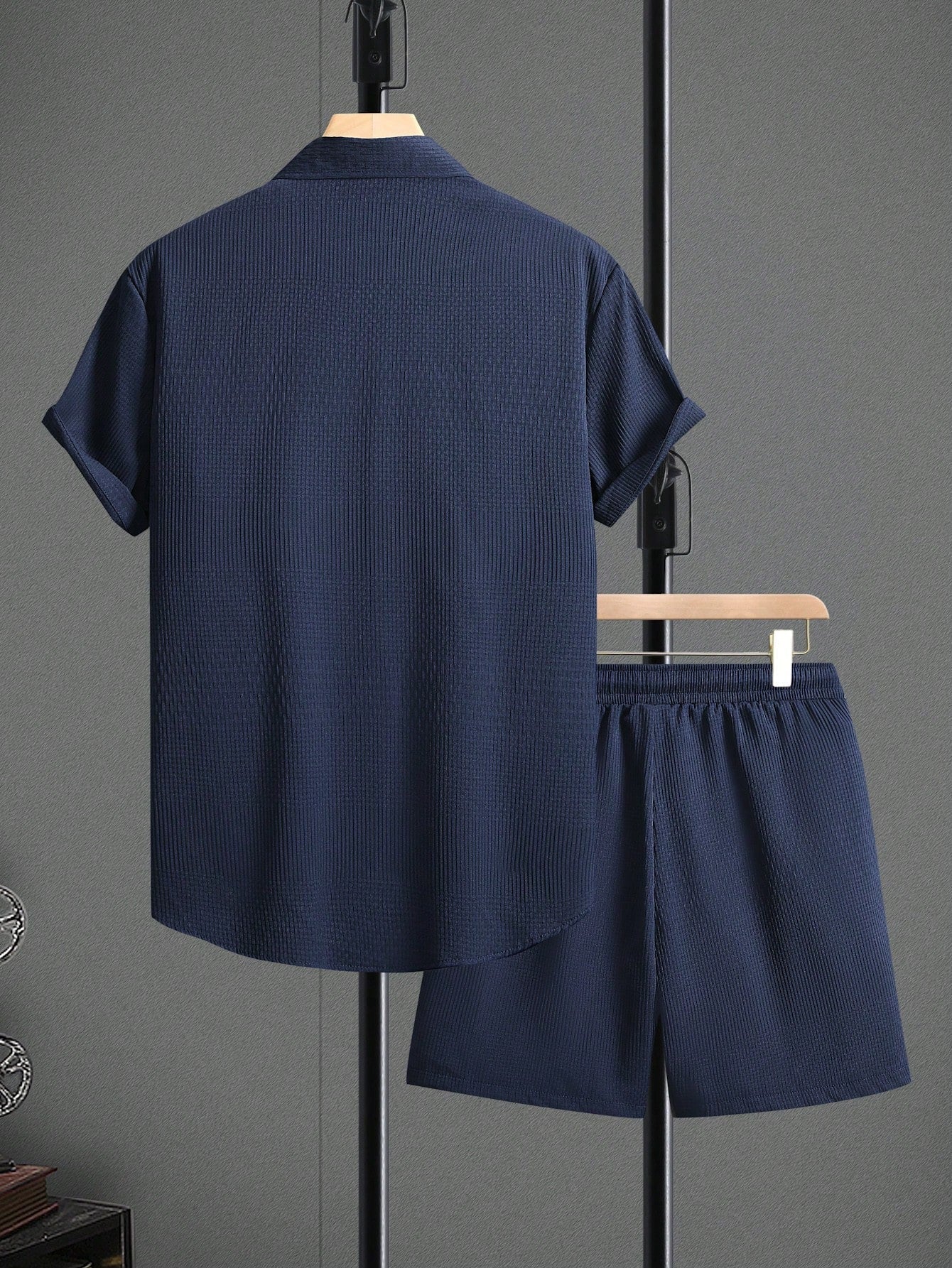 Conjunto Masculino Camisa Manga Curta E Shorts Cós Ajustável Conjunto Masculino Camisa Manga Curta E Shorts Cós