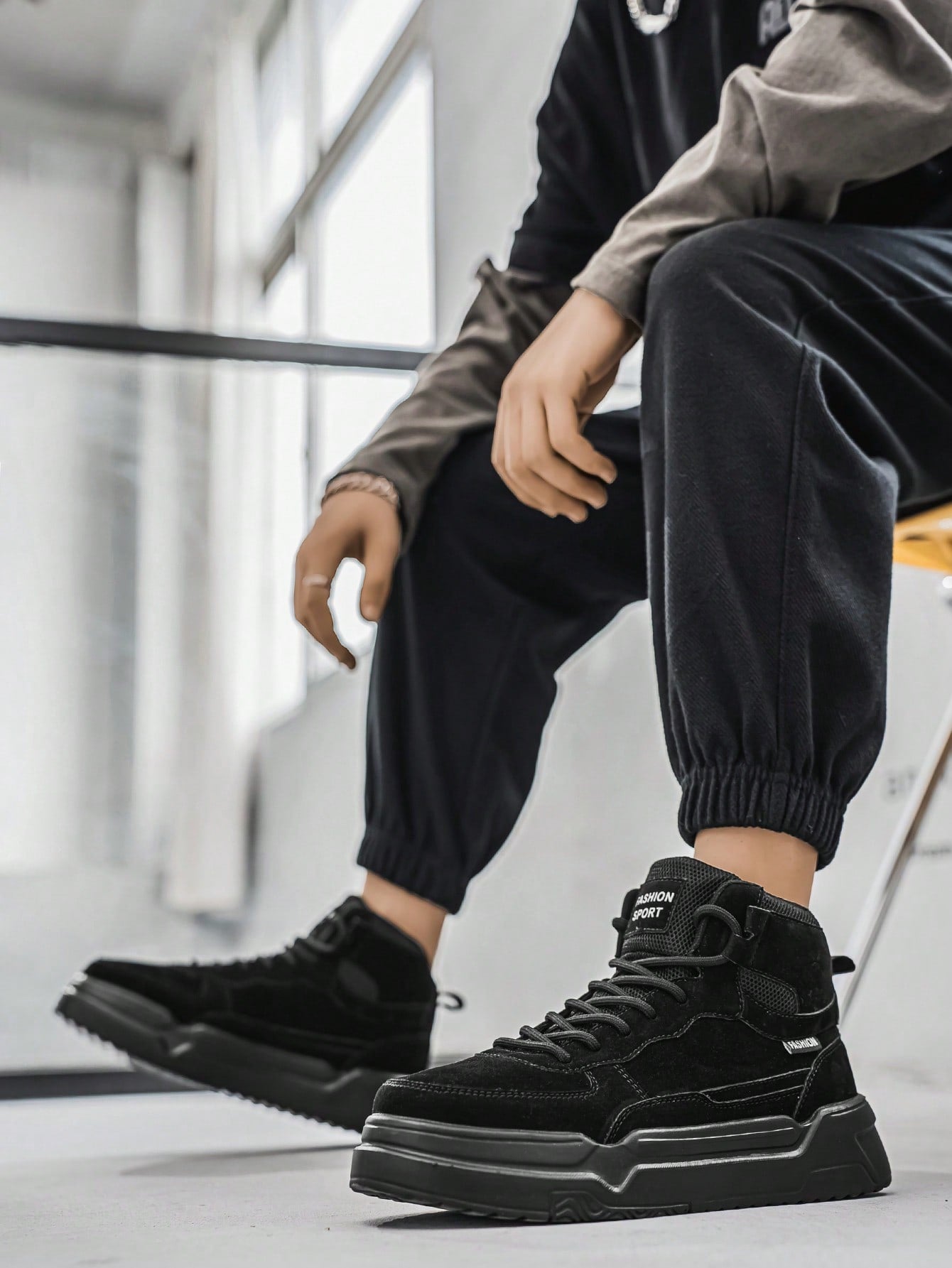 Tênis Masculino Cano Alto Estilo Street Casual Confortável Tênis Masculino Cano Alto Estilo Street Casual Confortável