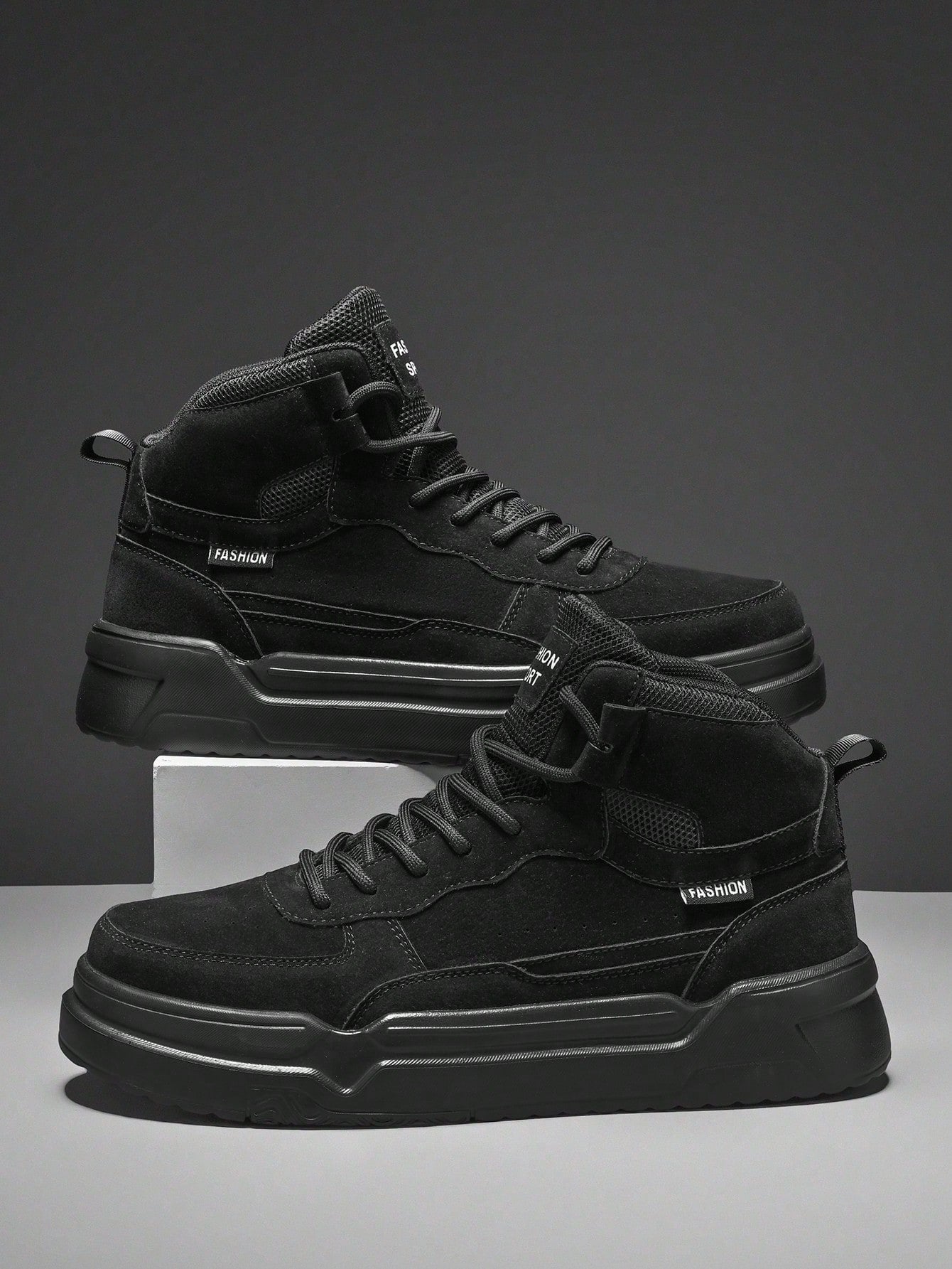 Tênis Masculino Cano Alto Estilo Street Casual Confortável Preto / 36 Tênis Masculino Cano Alto Estilo Street Casual